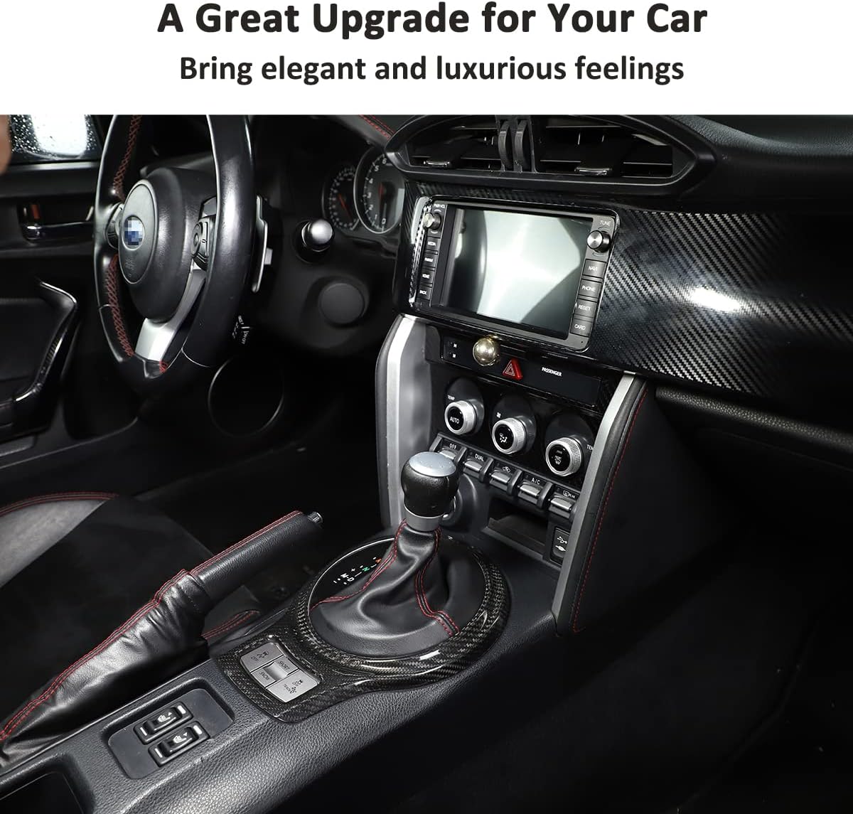Car Interior Gear Shift Frame Trim Sticker for Subaru BRZ Toyota 86 2013-2020 Accessories (100% Real Carbon Fiber -Black)