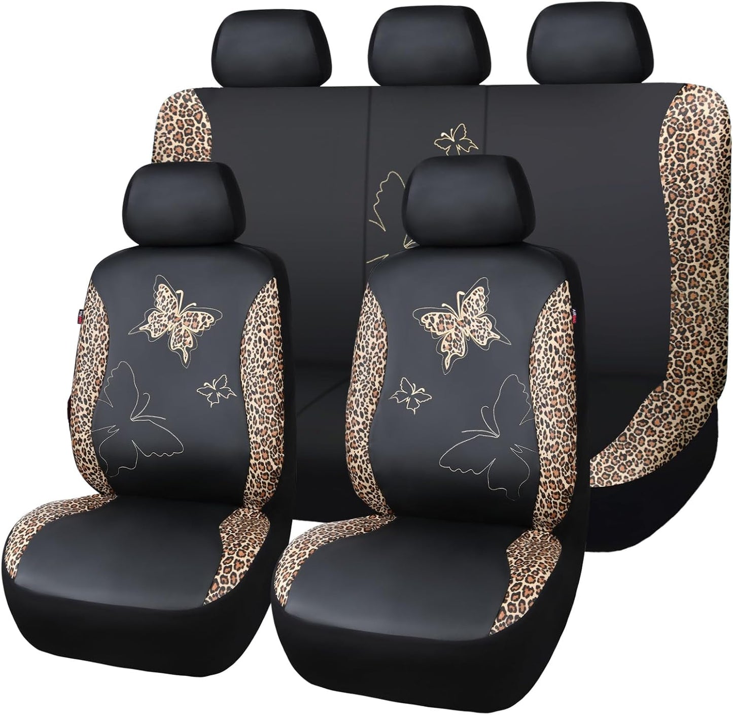 Flying Banner Butterfly car seat Covers ful Set Fashion Universal Lady Woman Female Rear Bench Split Colorized (Full Set, Purple)