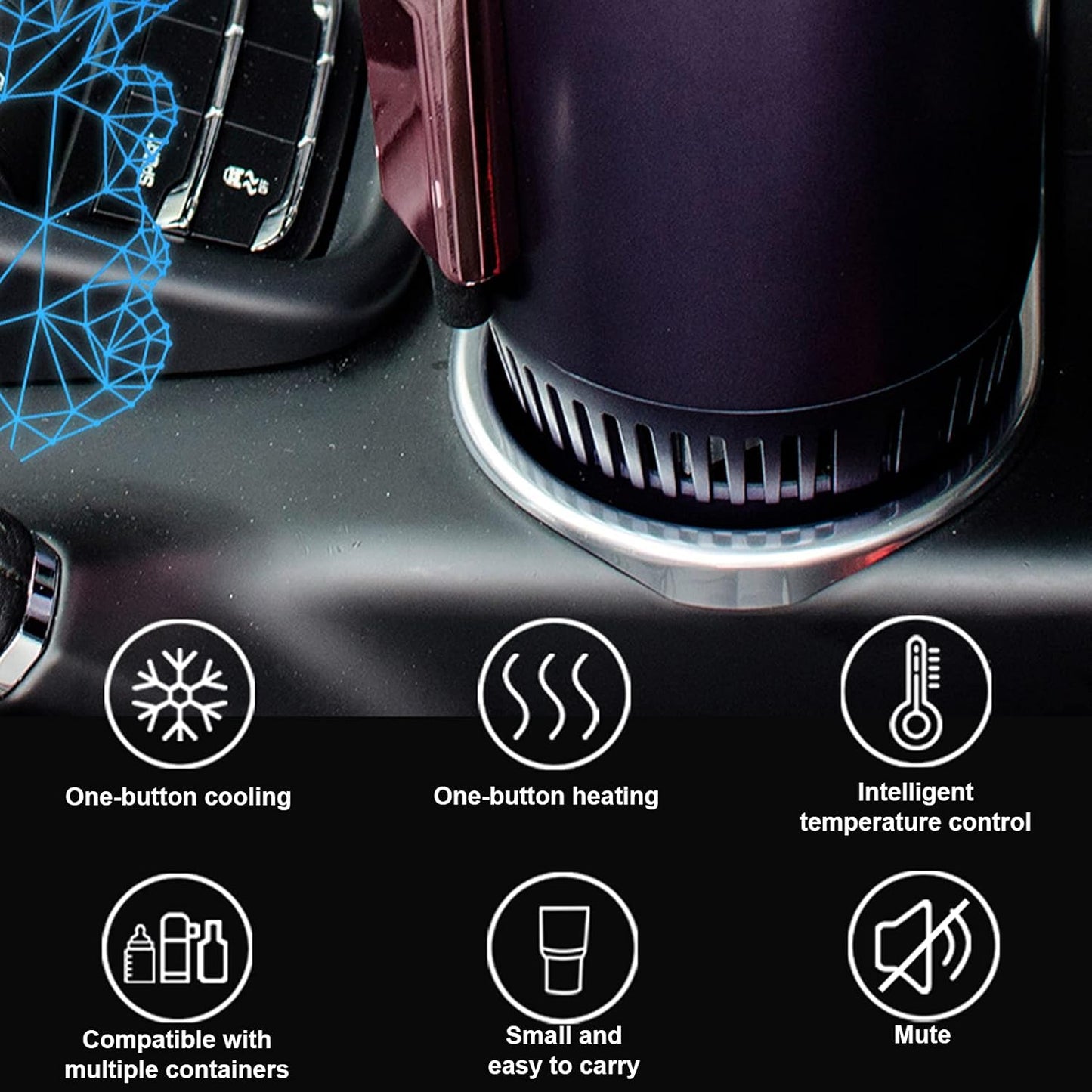 Car Cup Cooler Warmer, 2 in 1 Cooling Heating Mug Holder Cigarette Lighter Powered with LCD Display DC12V Keep Beverage Cool Warm Road Tripper
