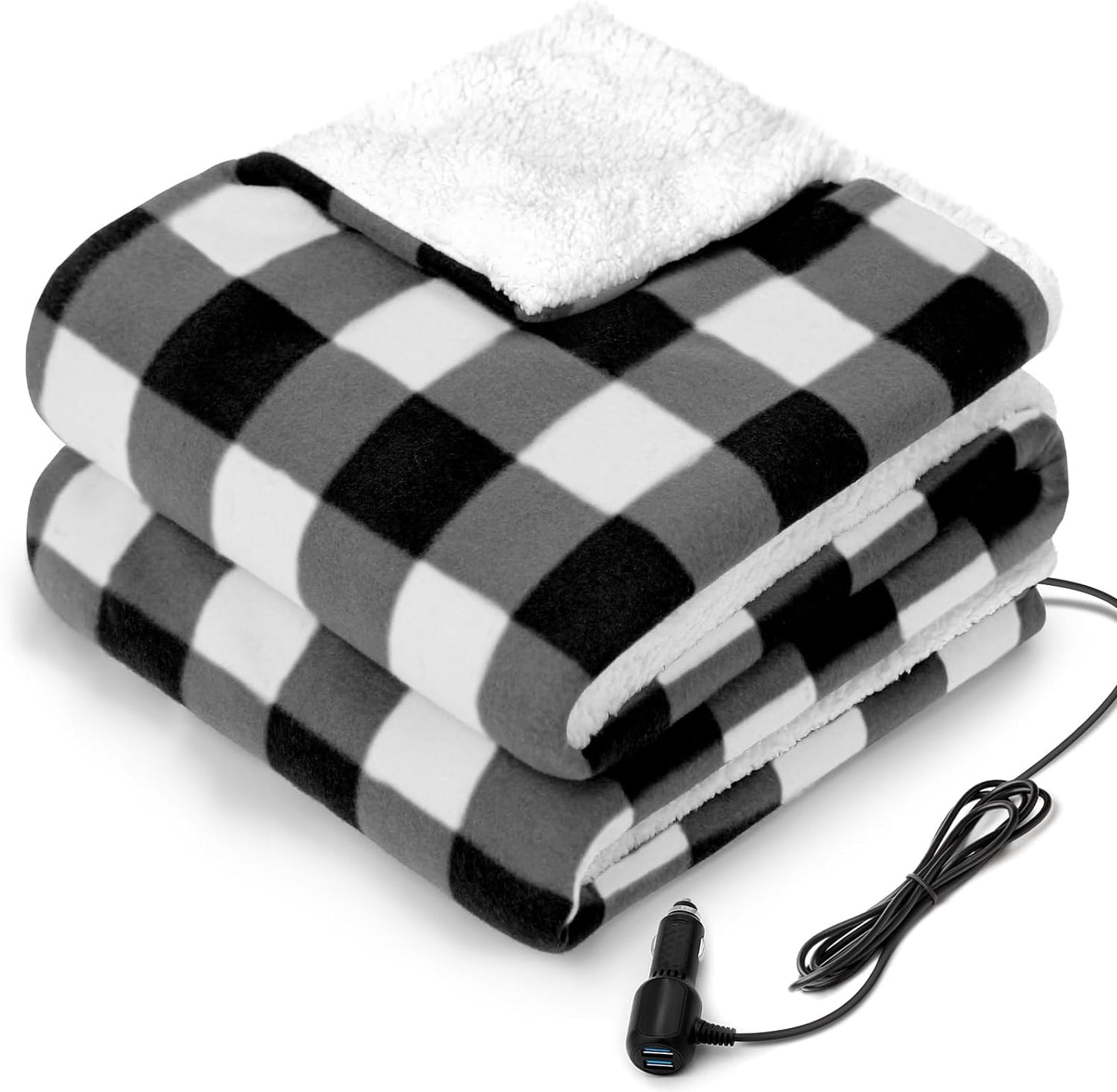 Sealy SEALY 12-Volt Heated Car Blanket, Portable Heated Blanket with 3 Heating Levels & 4 Hours Auto Off, Electric Blanket for Car, Truck, SUV, RV or Camping, Machine Washable, 59" X 43", Charcoal