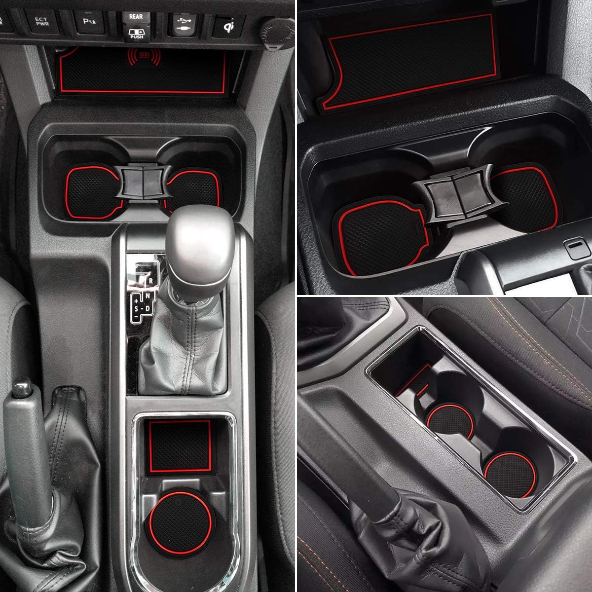Auovo 18pcs Anti-dust Mats for 2016-2021 Toyota Tacoma 3RD GEN Accessories Car Cup Holder Inserts,Center Console Liner,Door Pocket Liner Mat Premium Custom Interior (Red)