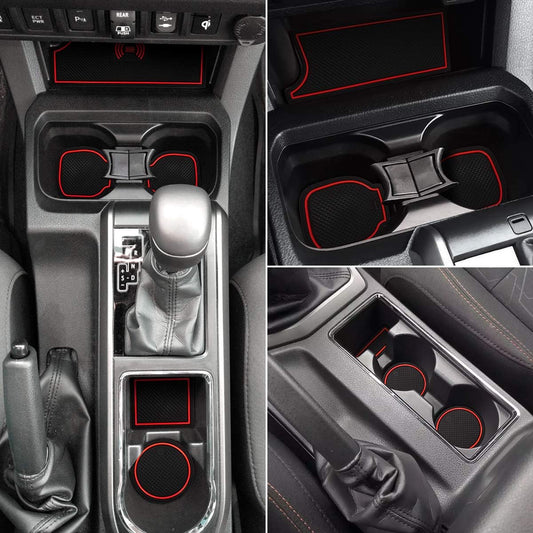 Auovo 18pcs Anti-dust Mats for 2016-2021 Toyota Tacoma 3RD GEN Accessories Car Cup Holder Inserts,Center Console Liner,Door Pocket Liner Mat Premium Custom Interior (Red)