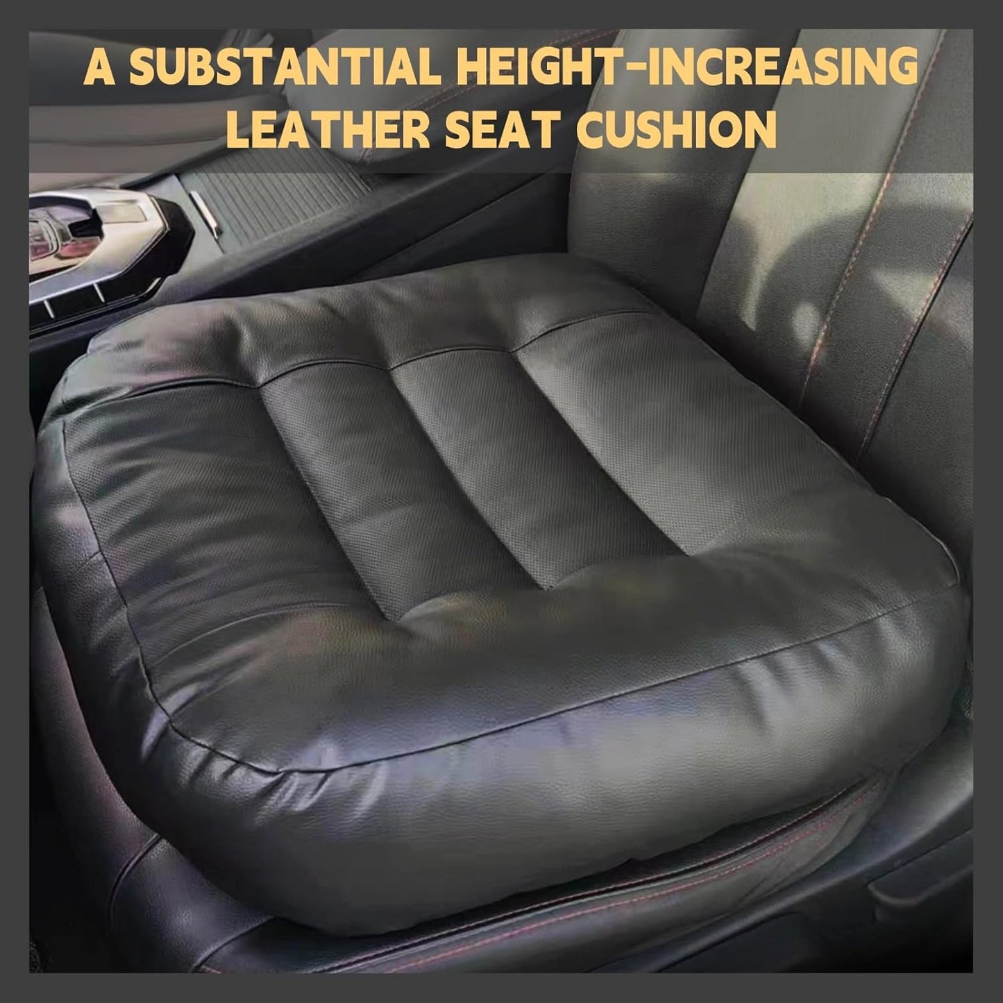 VOOCKI Booster Car Seat Cushion, Thick Leather Car Seat Cushion Pad for Adult to Raise Height, Portable Backless Car Seat Pillow with Handle for Trucks Driving, Suvs, Office Chairs, Wheelchairs