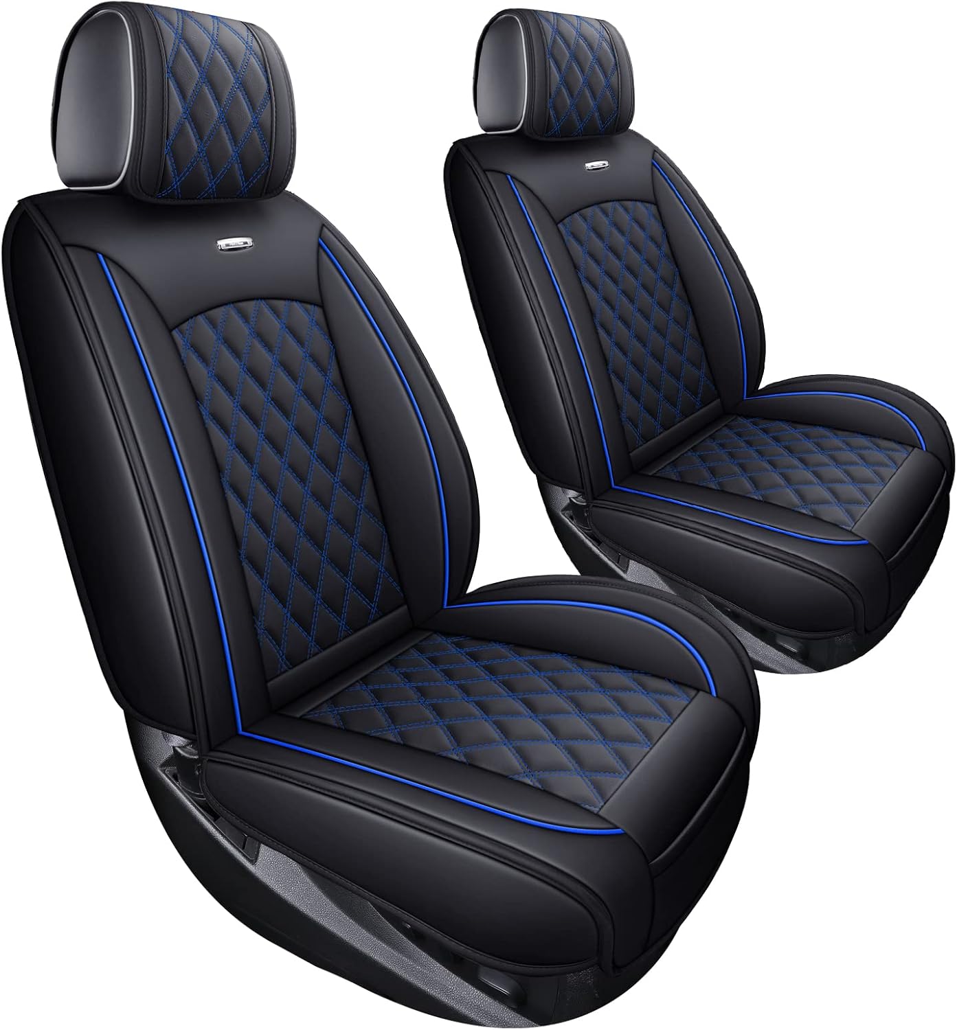 Aierxuan Chevy Silverado GMC Sierra Seat Covers Custom Fit 2007-2025 1500 2500HD 3500HD Crew Double Extended Cab Waterproof Leather Pickup Cushions(2 PCS Front, Black-White)