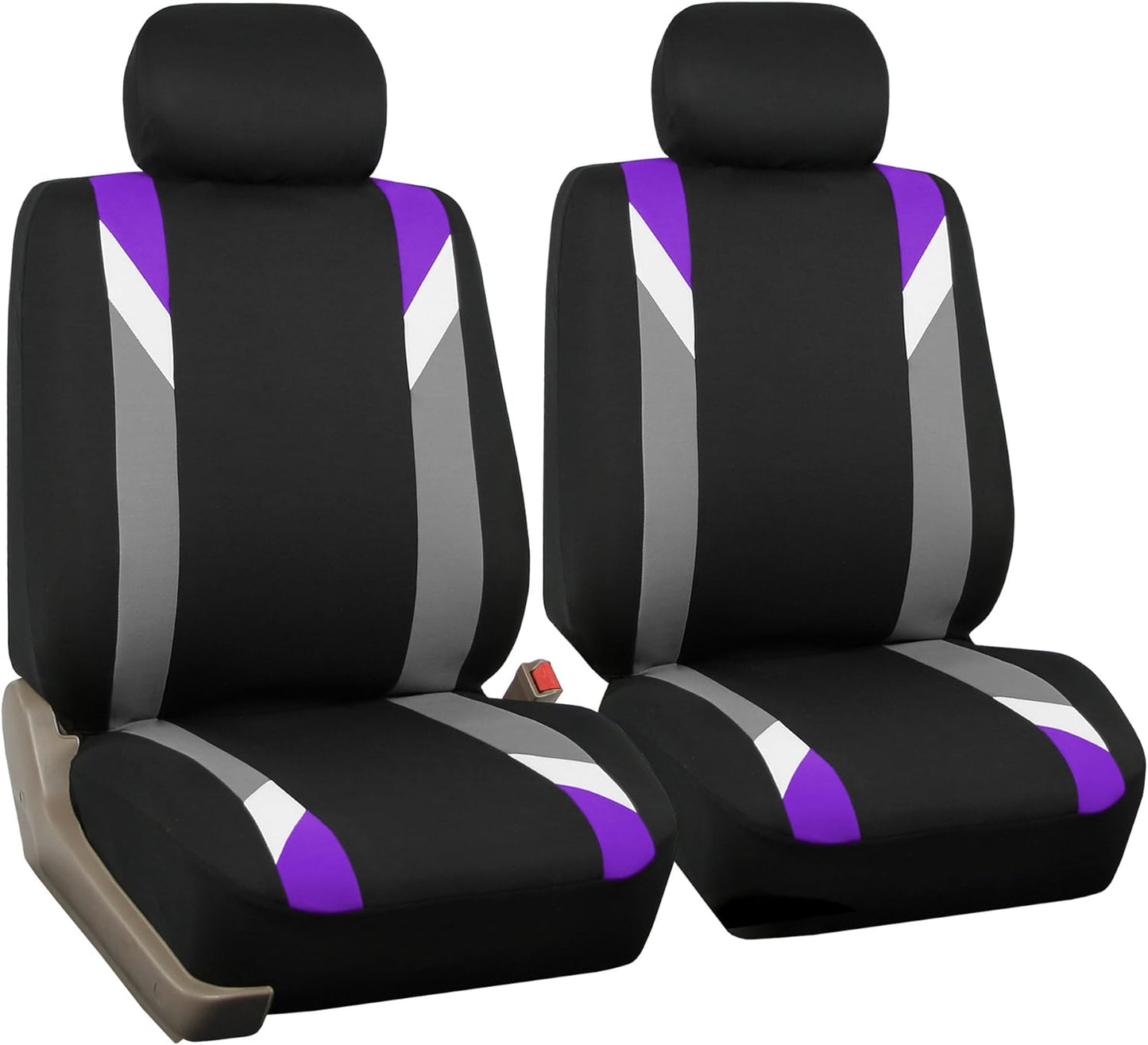 FH-FB066102 Fabric Bucket Seat Covers with Ornate Diamond Stitching White/Black