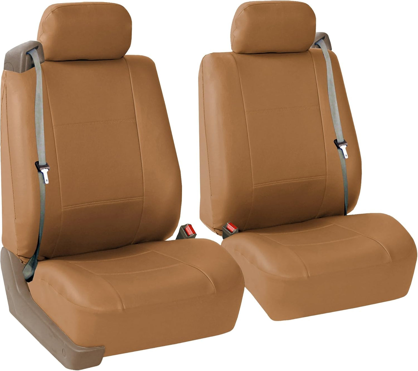 FH Group PU309BLACK102 Black Front PU Leather Seat Cover, Set of 2 (Set Built in Seat Belt Compatible Airbag Ready)