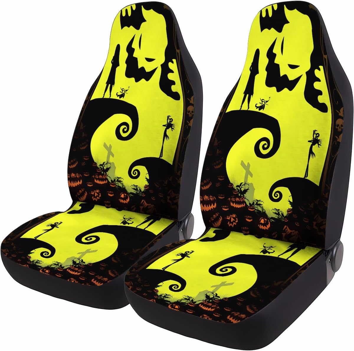 GENANY Cool Gray Wolf Howling Pattern 2 Front Car Seat Covers for Car Truck Sedan SUV, Durable Automotive Seat Covers, Breathable Bucket Seat Covers, Protective Interior Accessory