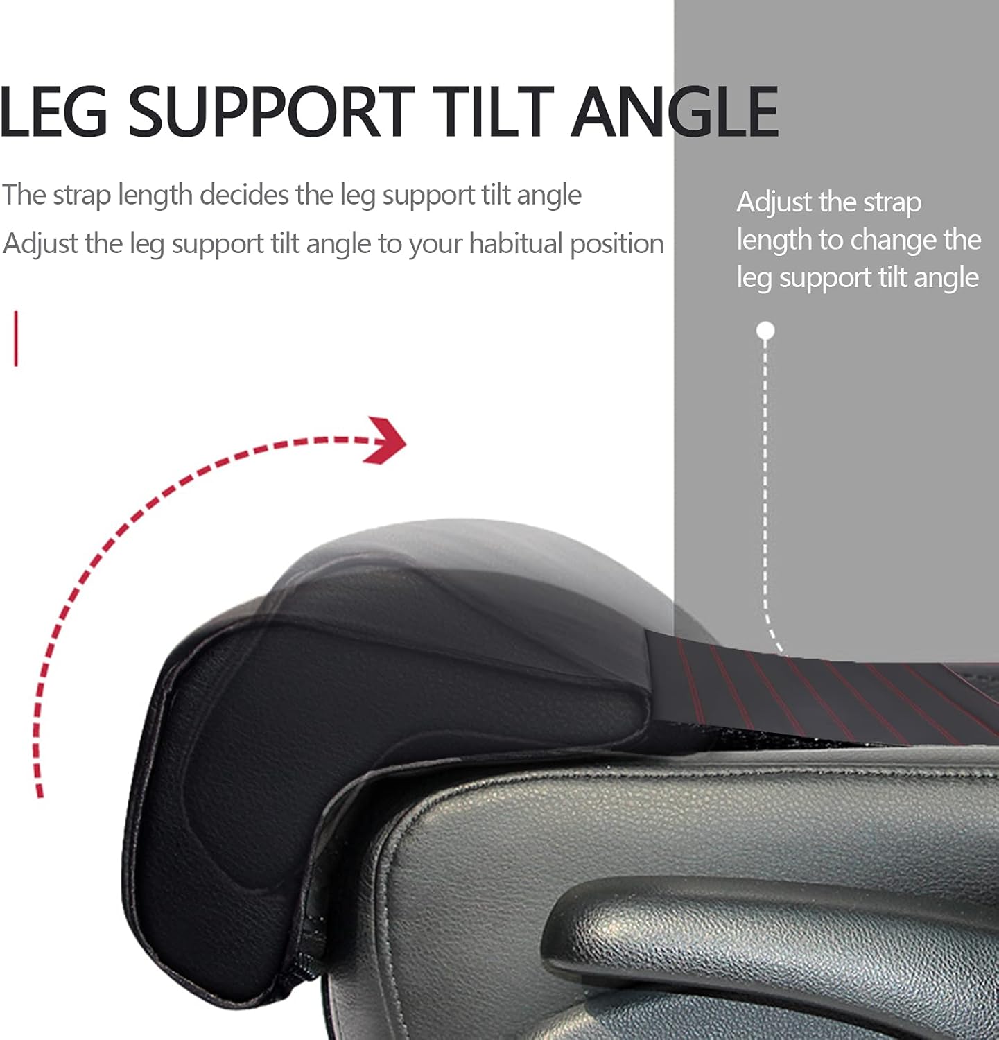 otoez Faux Leather Car Seat Extender Chair Leg Extender Comfortable Leg Support Pillow Extended Auto Seat Cushion (Black & Red)