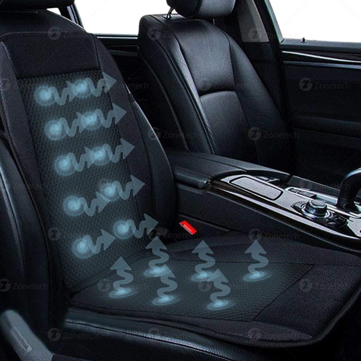 Zone Tech Black Cooling Car Seat Cushion 2-Pack 12V Automotive Adjustable Temperature Comfortable Cooling Car Seat Cushion