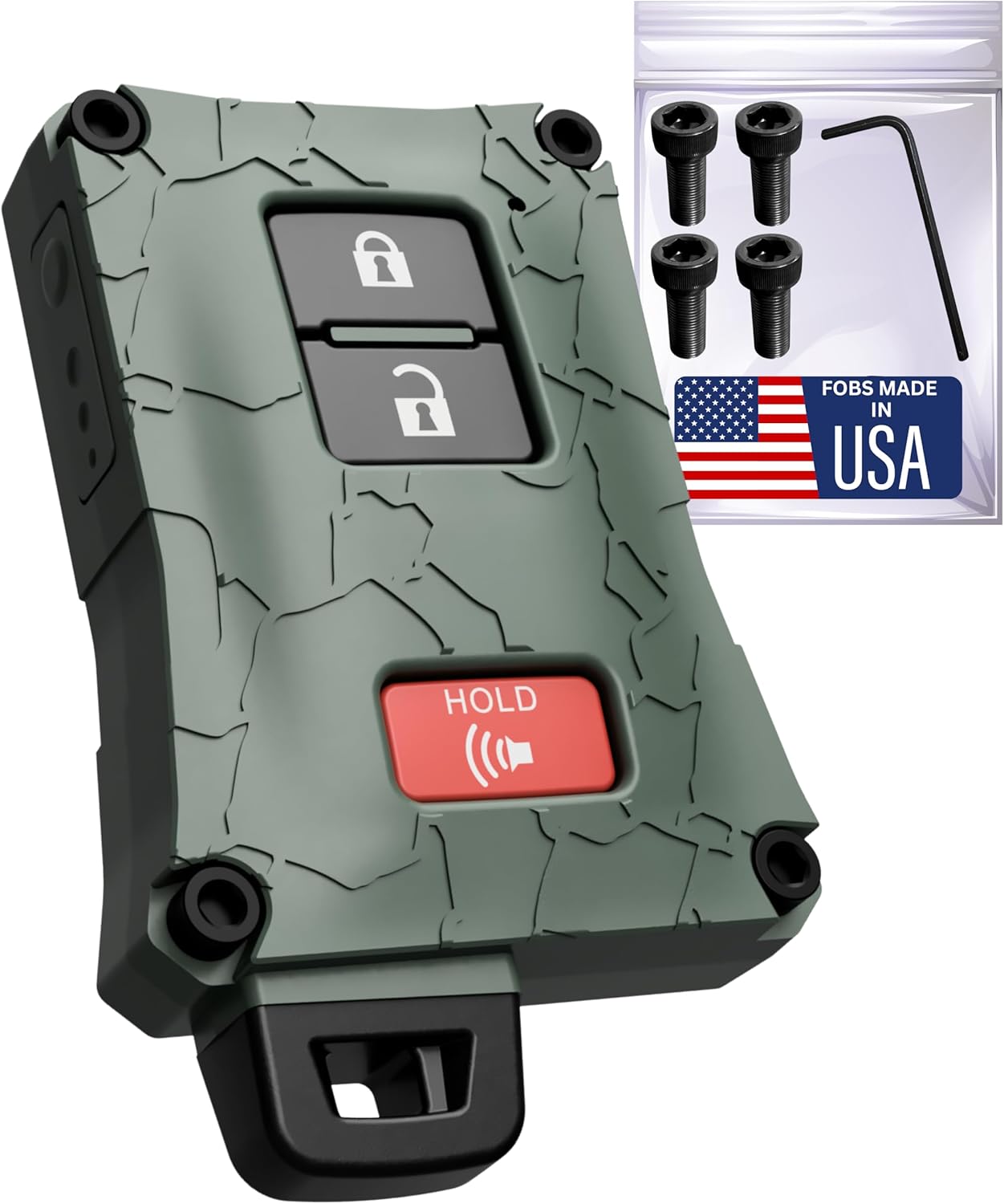 Heavy-Duty Key Fob Cover - for Toyota Tacoma 16-23 3rd Gen, Tundra & 4Runner 20-21 3rd Gen Accessories -Rugged Key Protector - Shockproof & Scratch-Resistant - Secure Fit (Red, Black Screws)