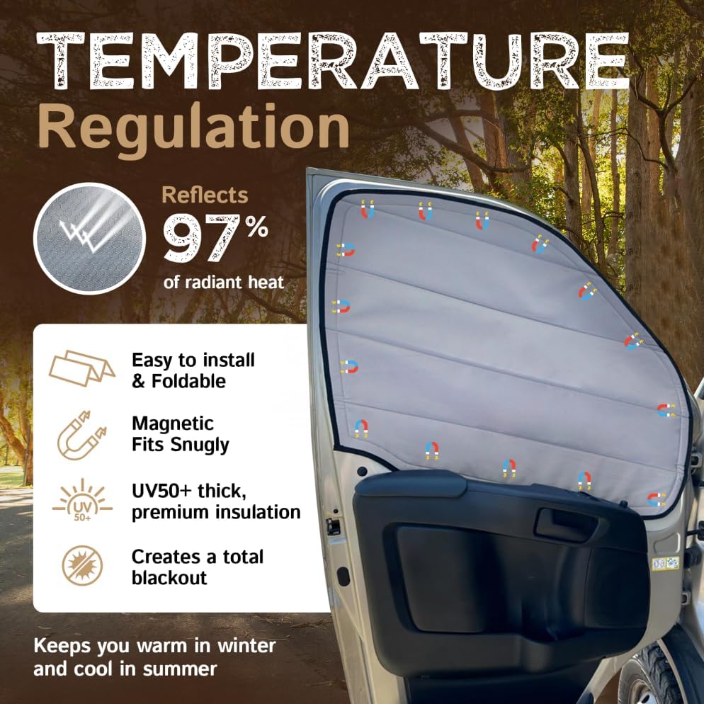 Living in a Bubble Insulated Blackout Front Window Covers for RAM Promaster 2014-Current (Pair)