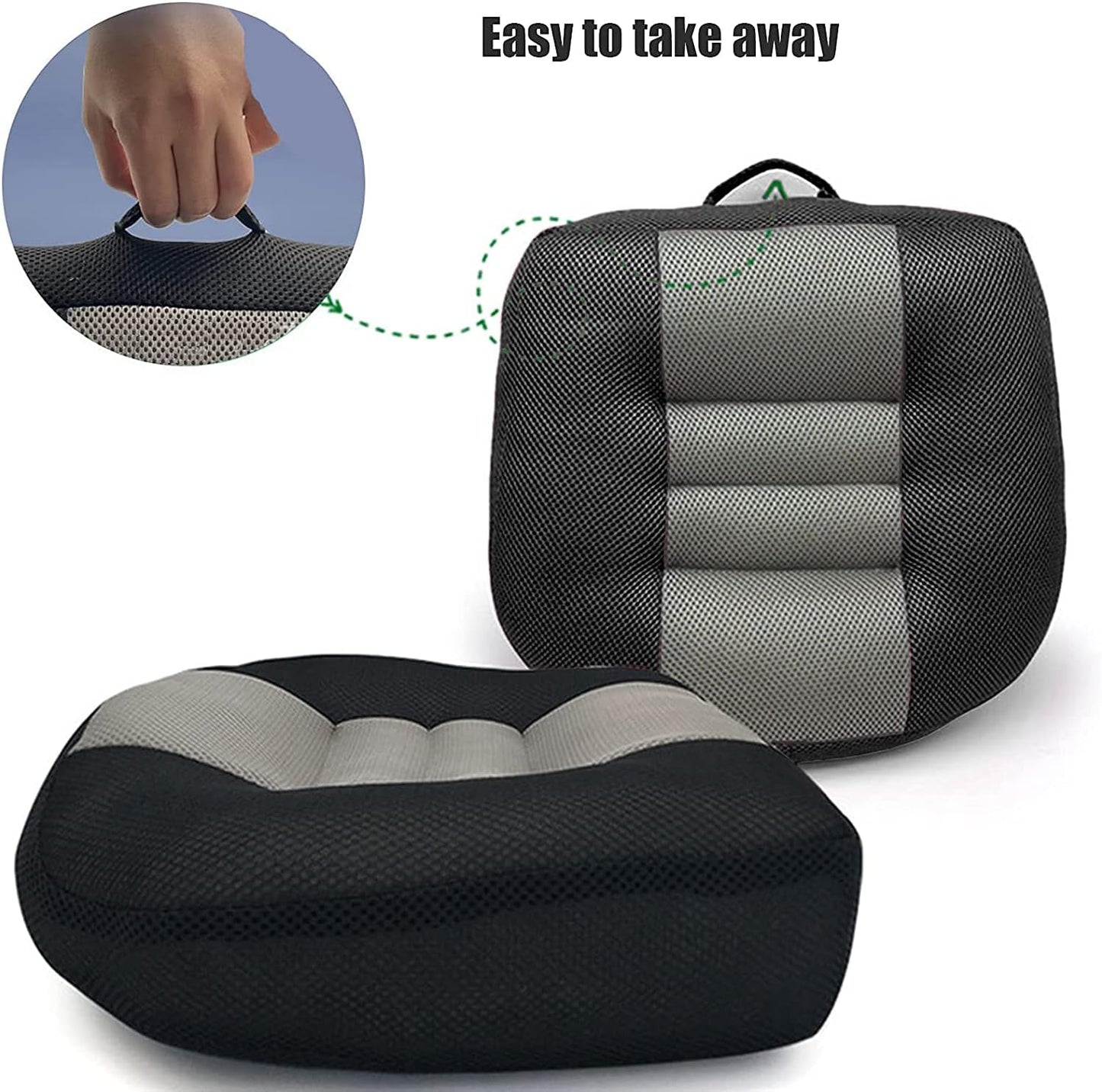 Professional Car Booster Cushion,Raise The Height for Short People Driving Hip (Tailbone) and Lower Fatigue Relief Suitable for Trucks, Cars, SUVs, Office Chairs, Wheelchairs, Etc(Black) (A)