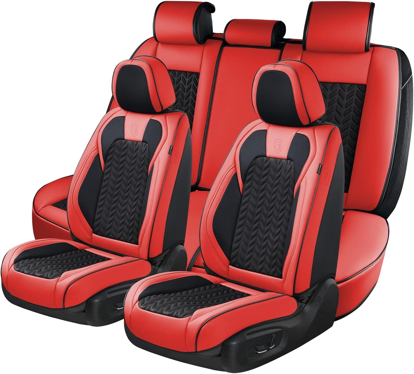 Coverado Car Seat Cover, Front Seat Cover, 2PCS Car Seat Protector, Seat Covers for Cars, Breathable Faux Leather Car Seat Cushion, Car Seat Protector, Red Car Seat Covers Winter Fit for Most Vehicles