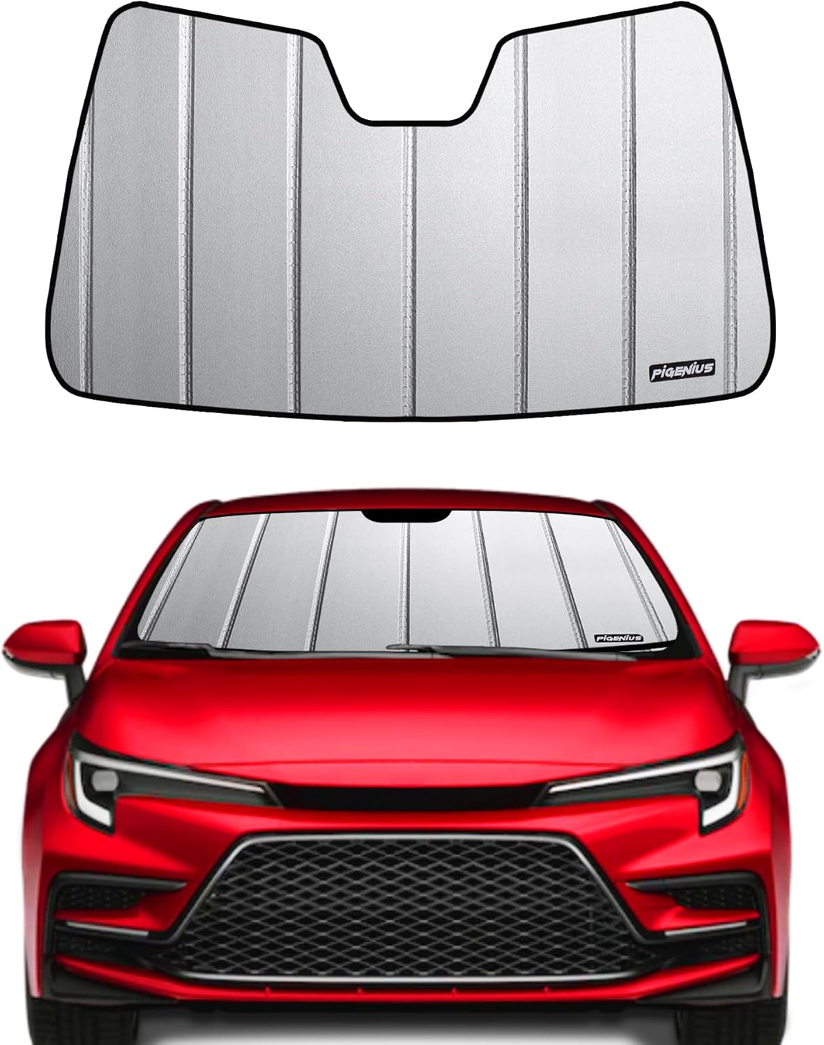 Pigenius Windshield Sun Shade for 2019-2022 Toyota Corolla Hatchback, 2020 2021 2022 Toyota Corolla Sedan - Ultimate Folding Sunshade