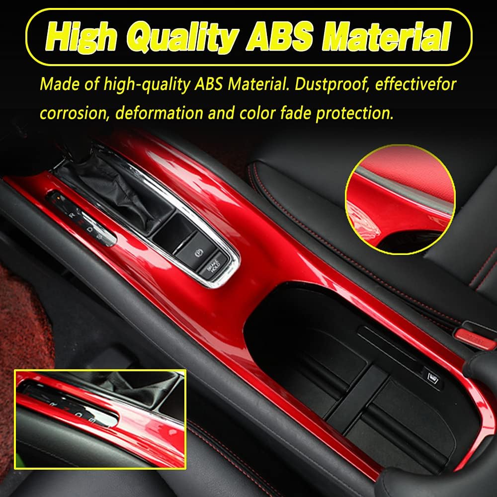 CEBAT Interior Gear Shift Box Panel Cover Water Cup Holder Panel Cover Trim ABS Red Style for Honda HRV 2016 2017 2018 2019 2020 2021 2022