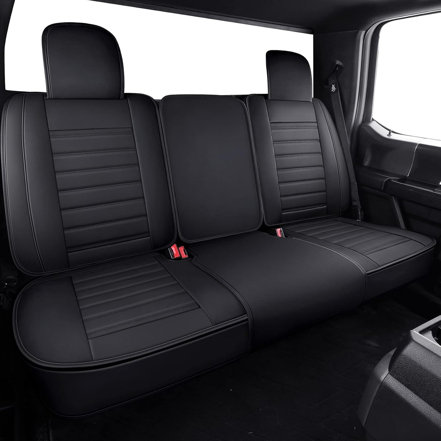 YIERTAI Seat Covers Compatible with Ford F150 for 2009-2023 2024 2025 F-150 2017-2025 F250 F350 F450 King Ranch Supercrew Crew Cab Limited Lariat Truck Leather TSWKM Style(2 PCS Front/Black-White)
