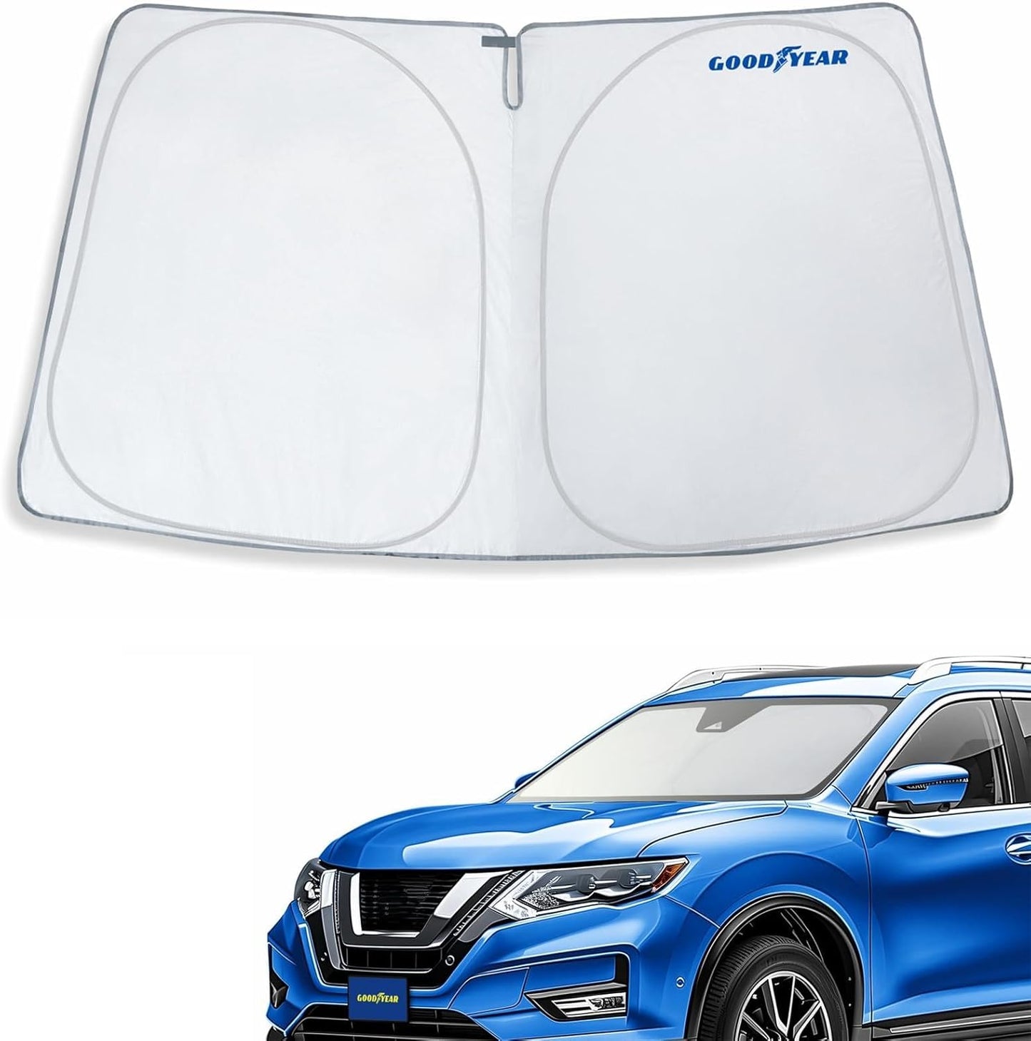 Goodyear Foldable Windshield Sunshade for Chevrolet (Chevy) Tahoe 2021-2025, SUV car Accessories, Sunshade Cover, Sun Shade Car Windshield, Window Sun Blocker - GY008221