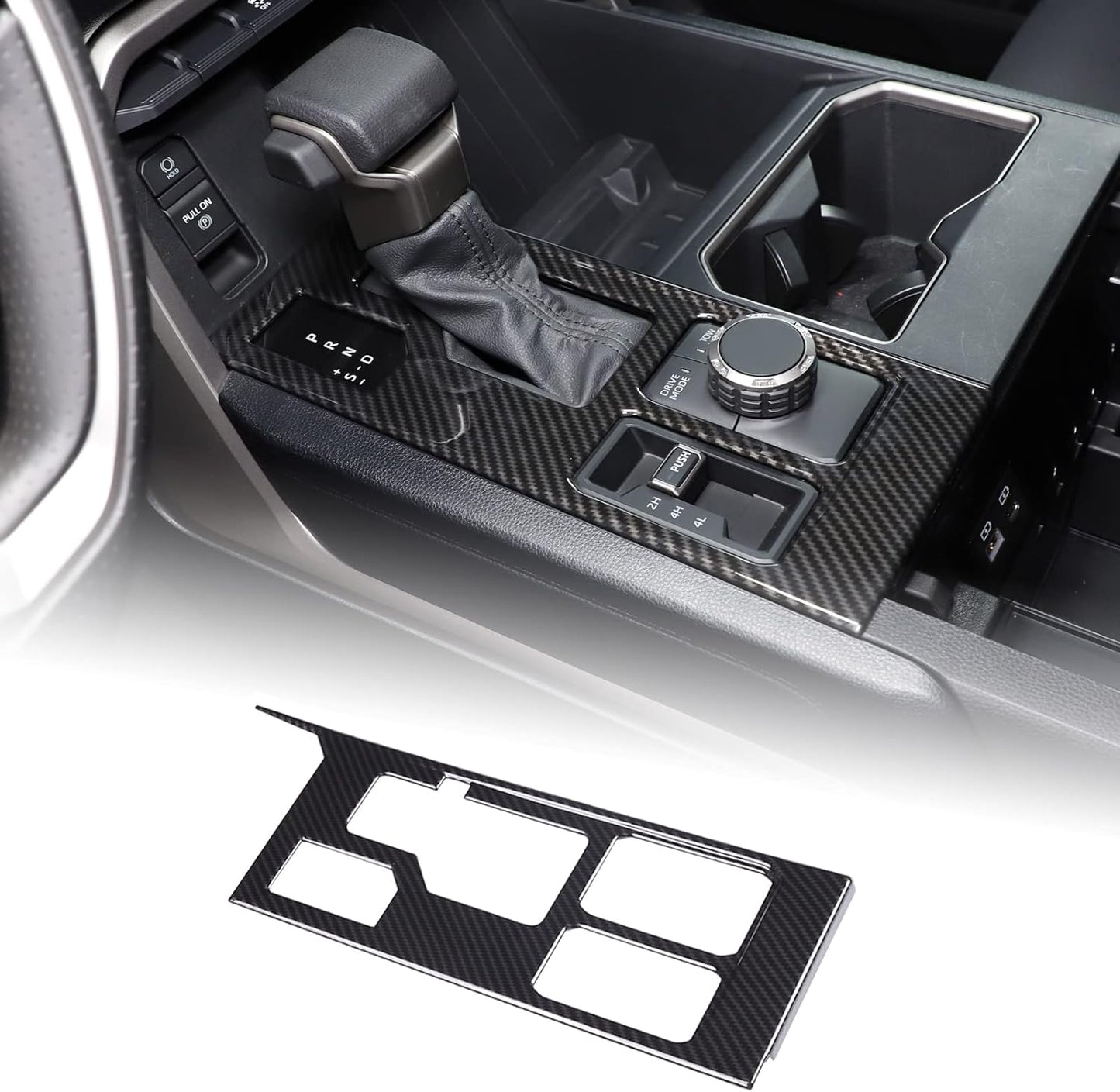 Aunginsy Central Control Gear Shift Panel Trim Cover Compatible with Toyota Tundra/Sequoia 2022-2024 Car Gear Shifter Console Anti-Scratch Panel Frame Protect Sticker with 4WD Accessories(Mech Style)
