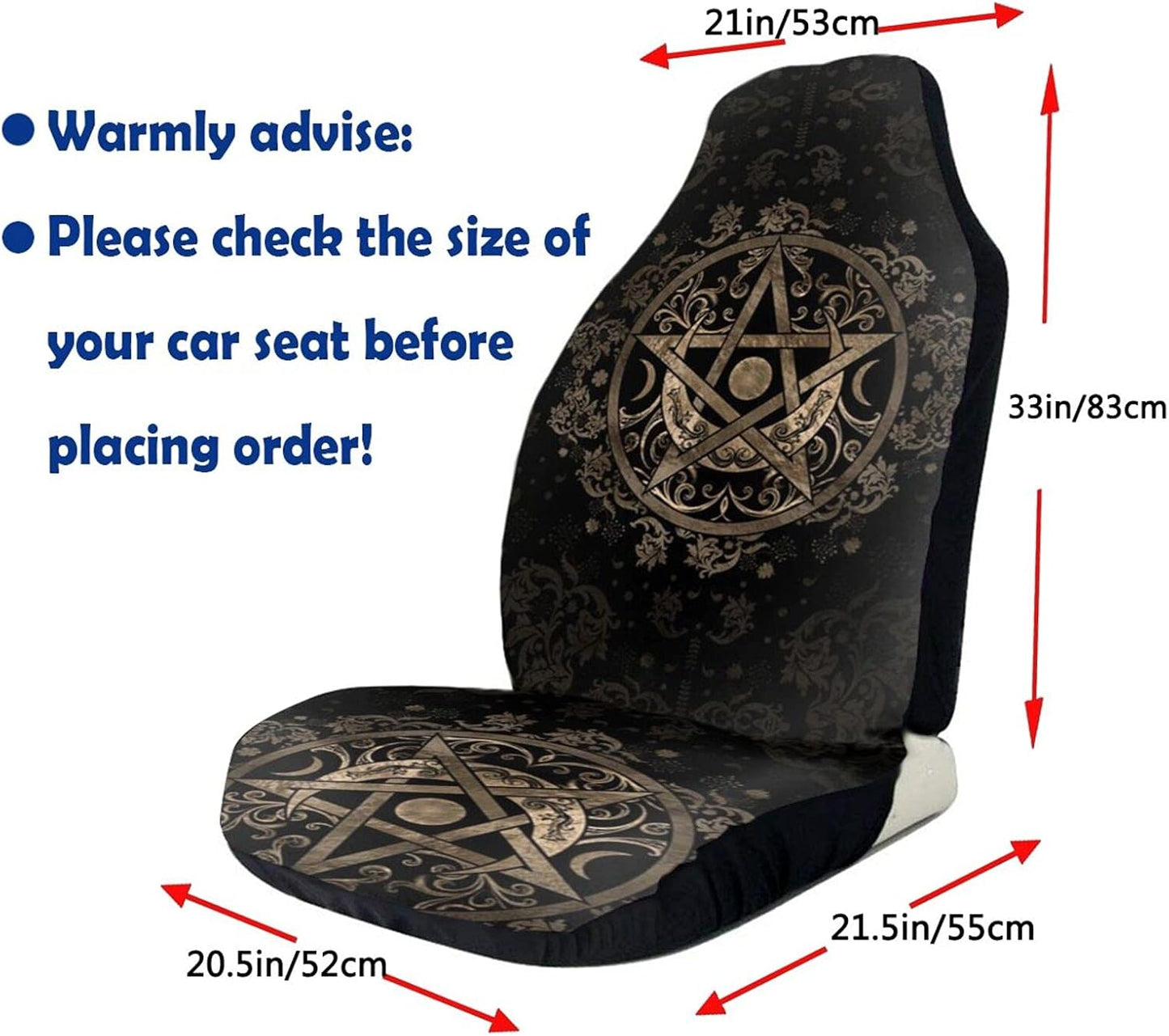 Ninegty Triple Moon Goddess Wiccan Gold Pentagram Universal Car Seat Covers Anti-Slip Seat Cover Protectors for Sedan Truck Van