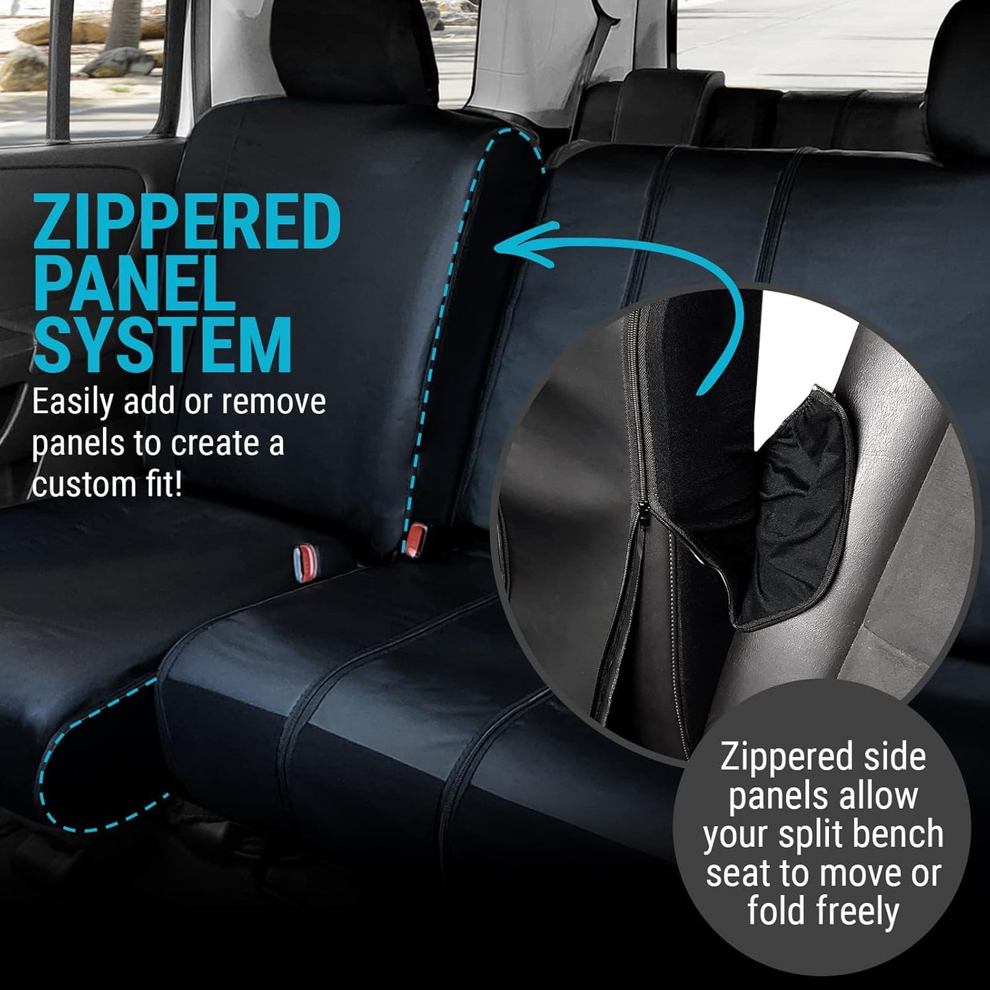 SG Edge SUV Rear Bench Seat Cover for All 2nd or 3rd Row Split Folding Back Seats, Fits 60/40 or 50/50 Split Bench Seats or 50/50 Rear Third Row Backseat, Universal, Easy to Clean, Black Faux Leather