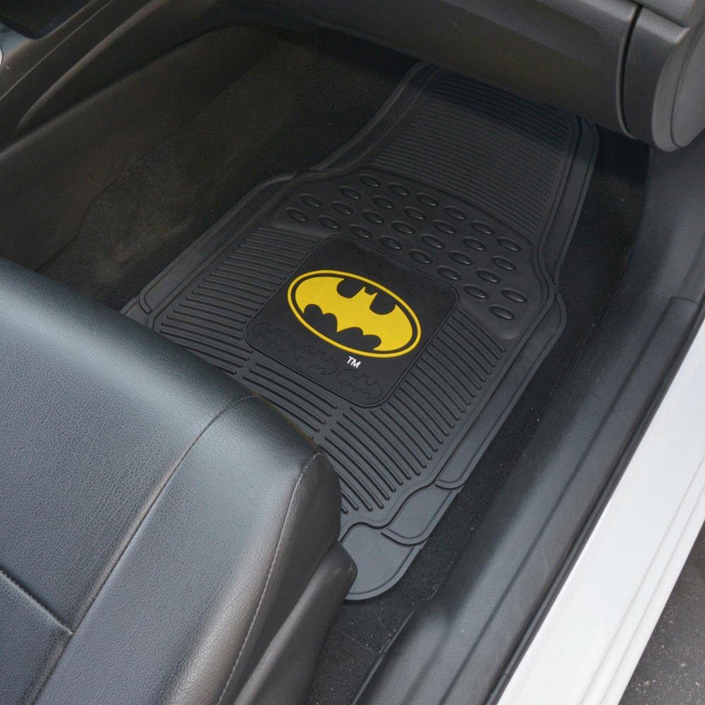 Warner Brothers WBMT-1372 Original Batman Rubber Floor Mats for Car 2 Piece Front Trimmable Heavy Duty Protection