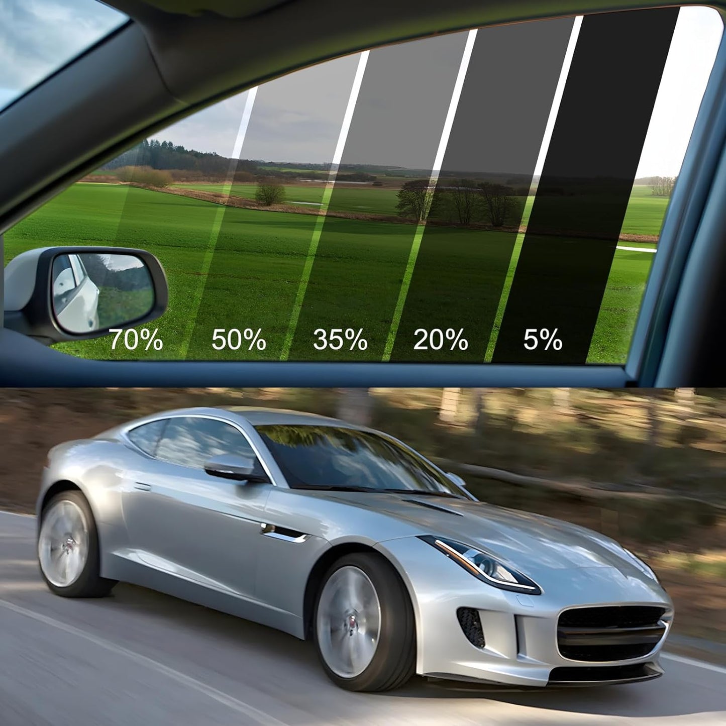KASHIBANG Window Tint Film, 5% VLT Heat & UV Block, Scratch Resistant Privacy Film, Blackout Auto Windshield Sun Shade Roll - Suitable for Car Side & Rear Windows