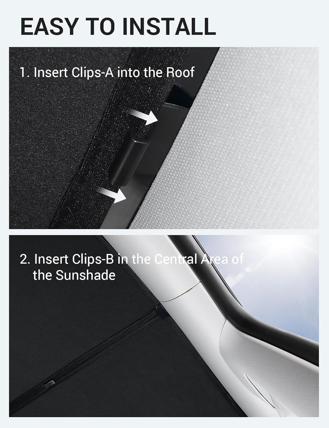BASENOR 2024 Upgraded Tesla Model Y Glass Roof Sunshade with Storage Bag Sunroof Blocking Heat Cover Top Window Sun Protection for Model Y Interior Accessories 2020-2024 Black (No Sag)