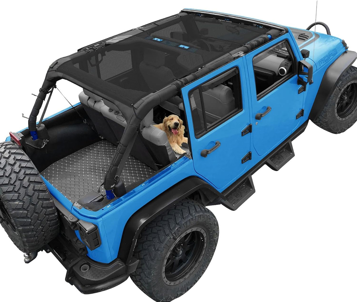 Coverspec JT Top Sun Shade Roof Compatible with Jeep Gladiator JT (2018-2023) 4 Door Jeep Sunshade Top Sunroof Bikini Cover- Blocks UV, Wind, Noise - Black Mesh for Full Length