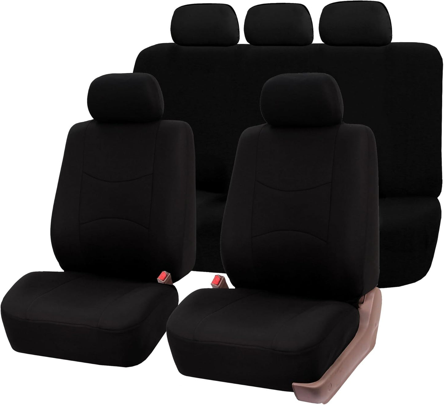 FH Group 40/60, 60/40, 50/50 Split Bench Cover w. 3 Headrests Beige & Black