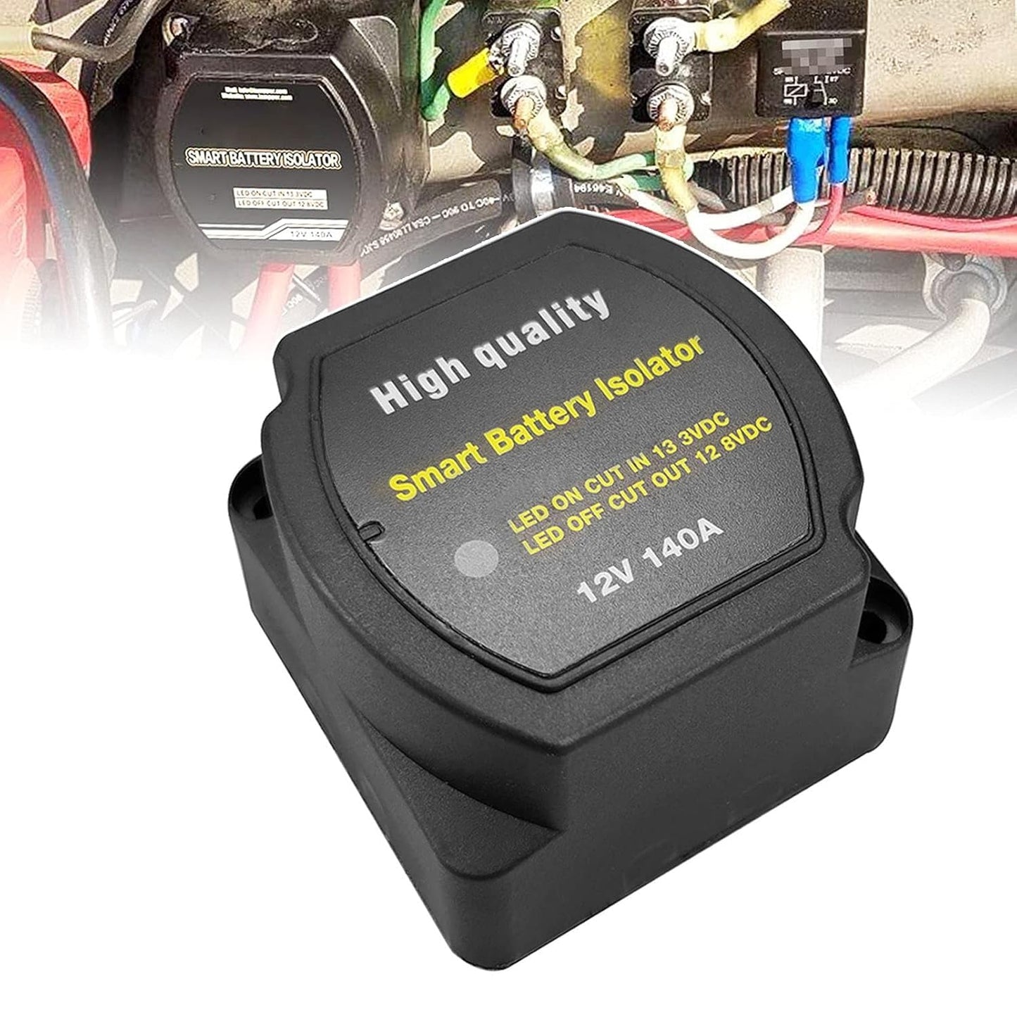6M Dual Battery Isolator Kit 12V 140Amp, Voltage Sensitive Relay VSR,Compatible with RV Marine Car Vehicles Truck Caravan Off-Road Camper Yacht, Not Fit for Lithium Batteries