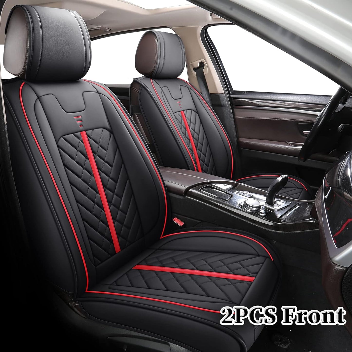 Tomatoman Front Seat Covers Compatible with Toyota Corolla Rav4 Camry 4runner Honda Civic Accord HRV CRV Nissan Altima Sentra Hyundai Tucson Accent Elantra(2PCS/Black)
