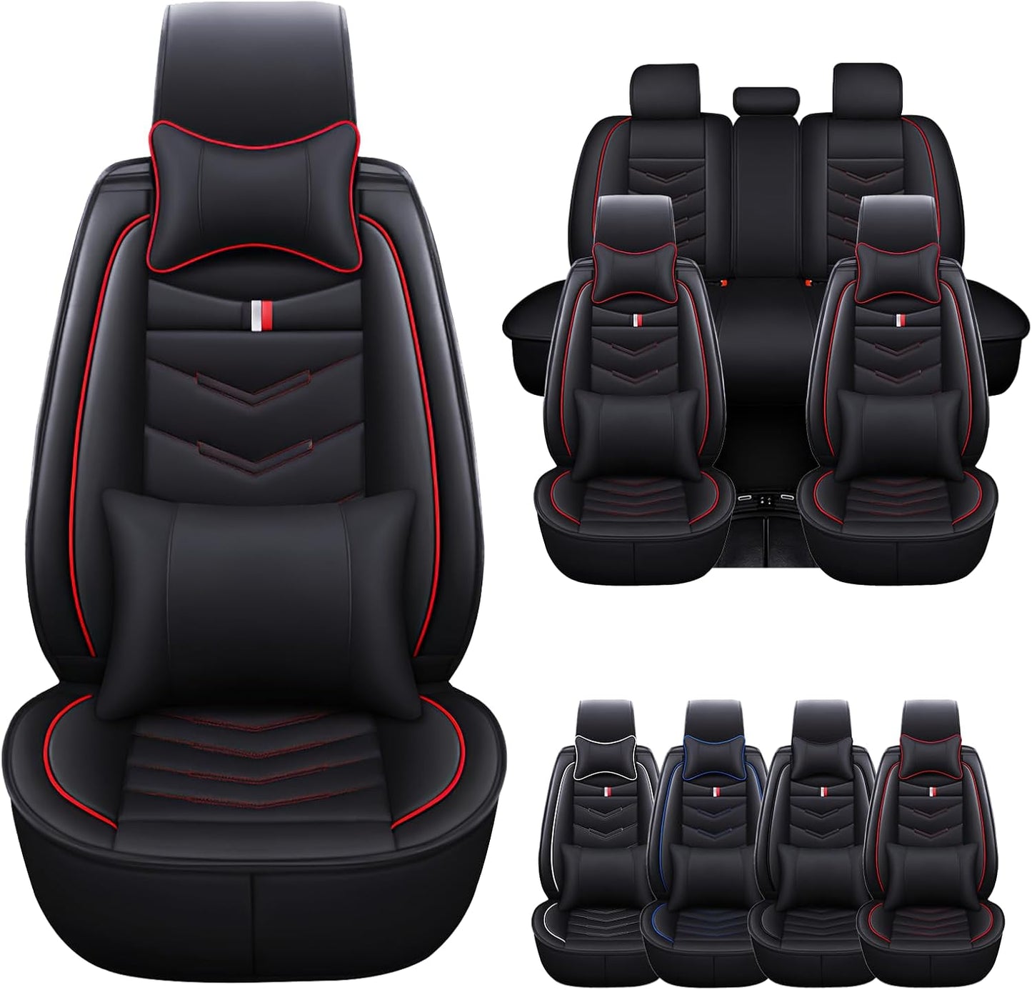 Seat Cover for Ford Transit 2015-2024, Waterproof Durable Compatible Airbag, Premium Leather Seat Protector(2 Seats Standard,Black)