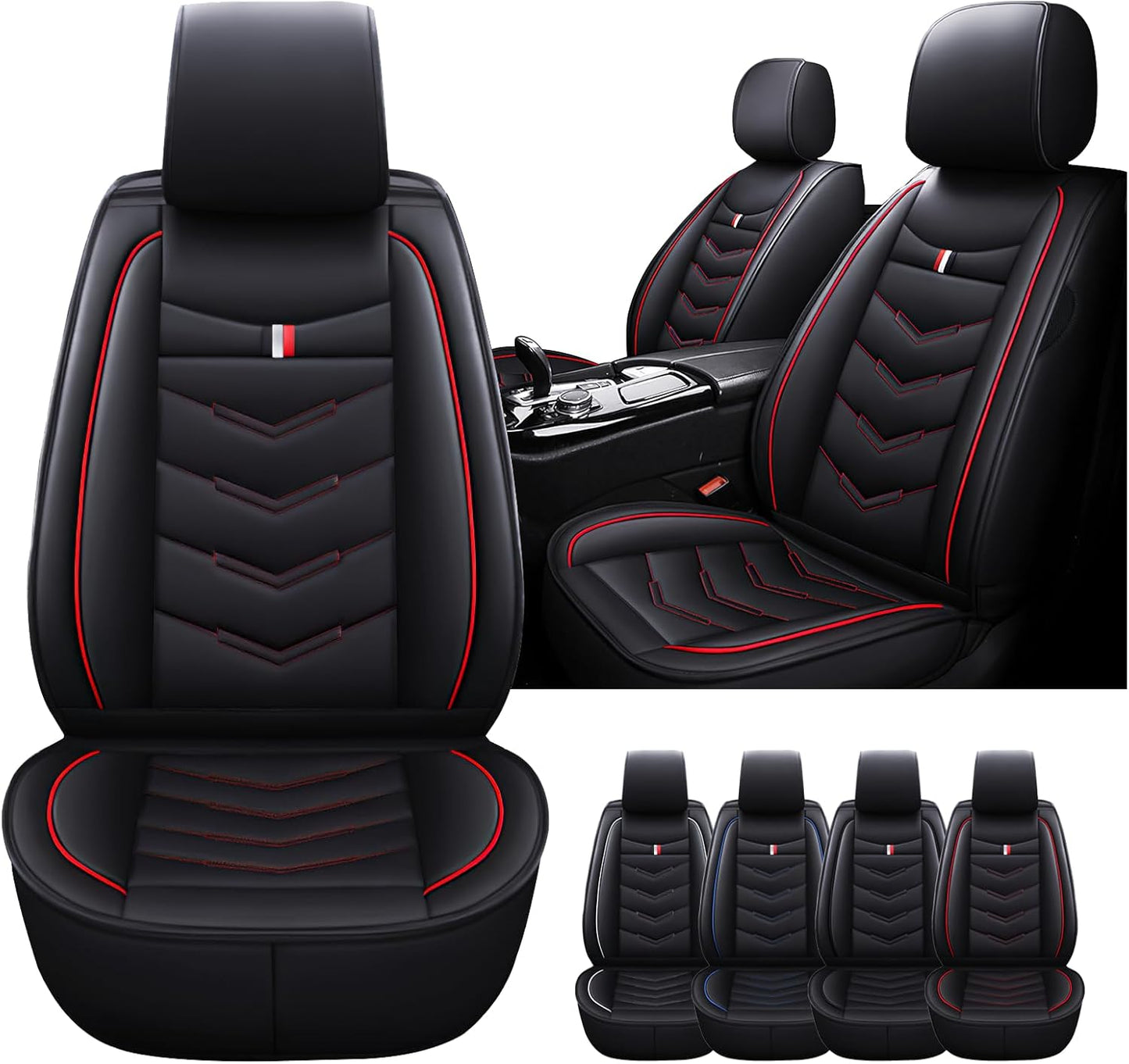 Car Seat Cover for Kia Soul 2010-2024, Waterproof Durable Compatible Airbag, Premium Leather Seat Protector(2 Seats Standard,Black)