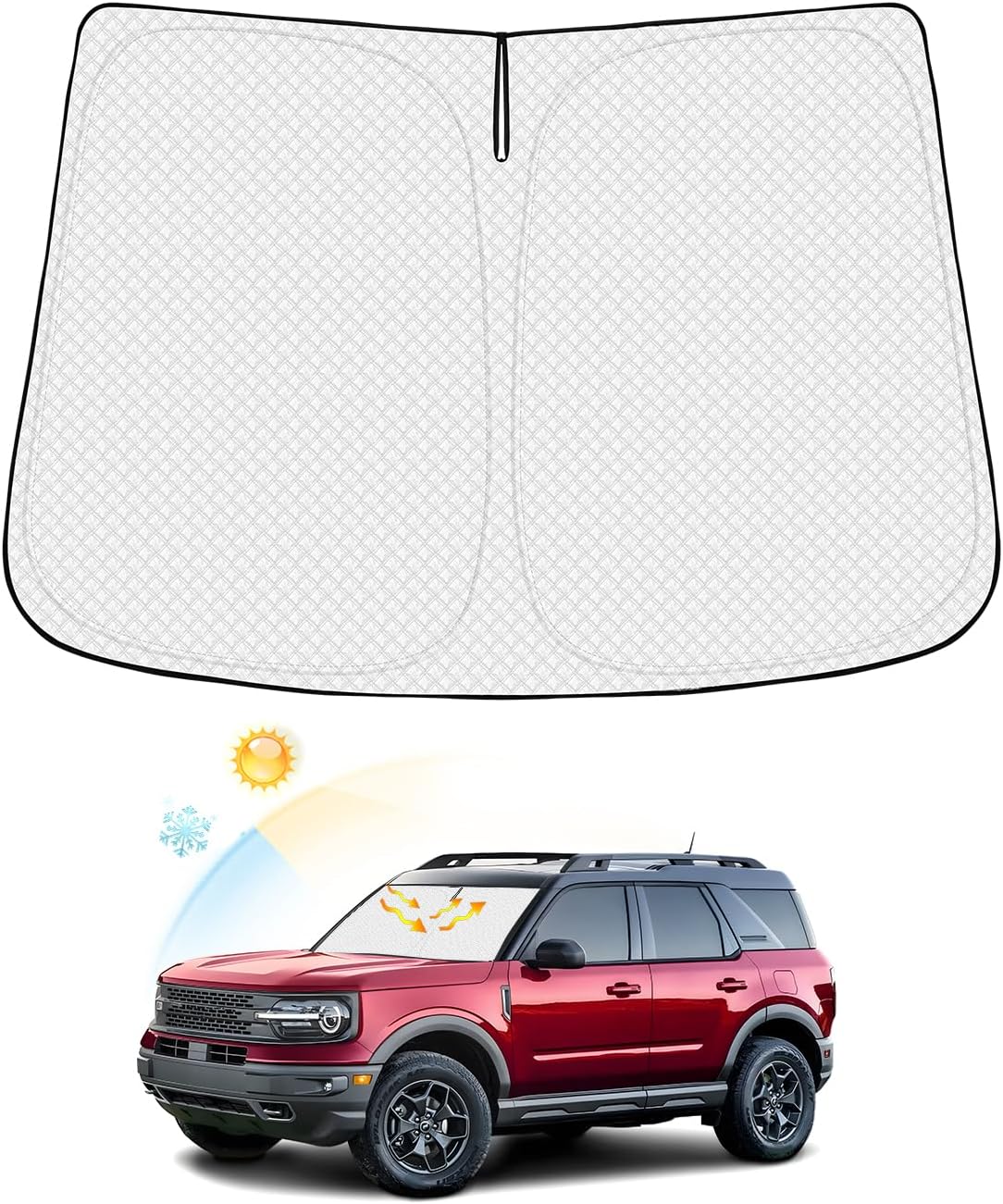Canvcle Windshield Sun Shade for 2022-2024 2025 Kia Carnival Accessories Thicken 6-Layer Front Window Sunshade Cover Sun Visor Protector Foldable Block UV Rays Keep Vehicle Cool
