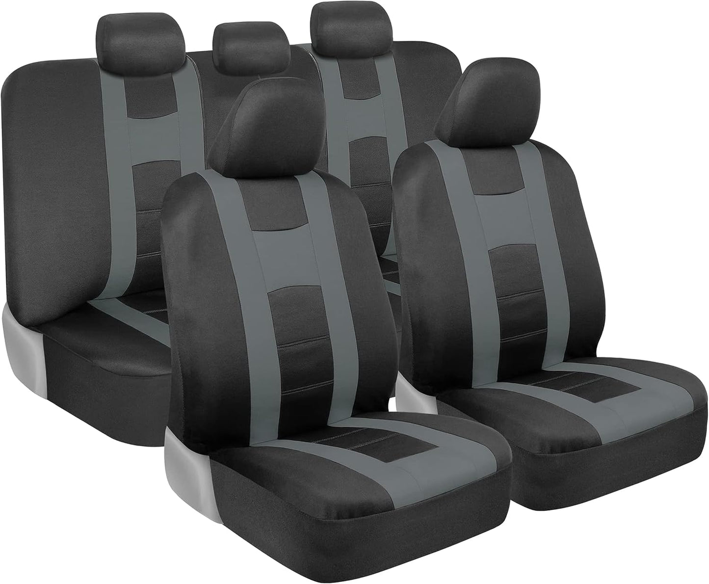 BDK carXS Seat Covers for Cars, Beige Two-Tone Car Seat Covers with Matching Back Seat Cover, Made to Fit Most Auto Truck Van SUV, Interior Car Accessories, Car Seat Cover Full Set