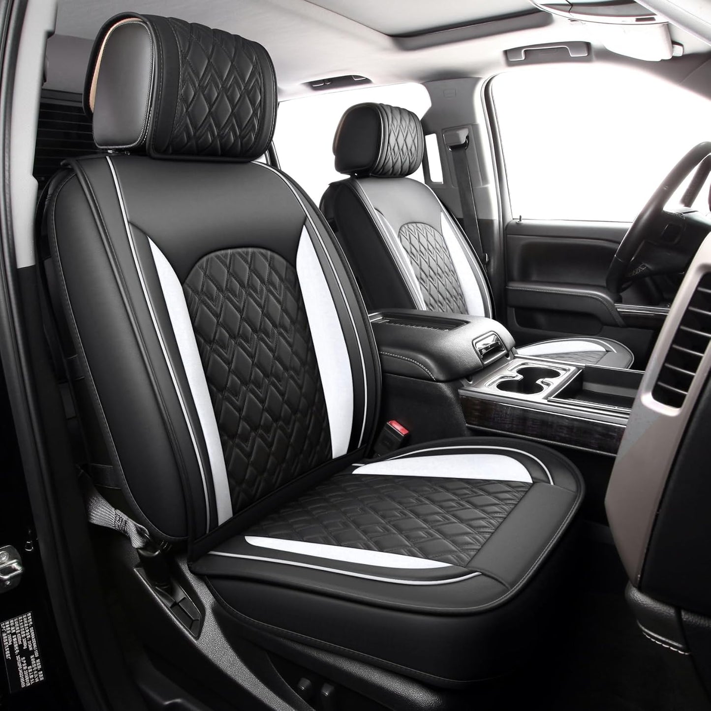 JOJOBAY Chevy Silverado Seat Covers,Leather Seat Covers for GMC Sierra,Custom Fit 2007-2025 1500 2500HD 3500HD Crew Double Extended Regular Cab,LT LZT RST Trail Boss(Front Pair,Black)