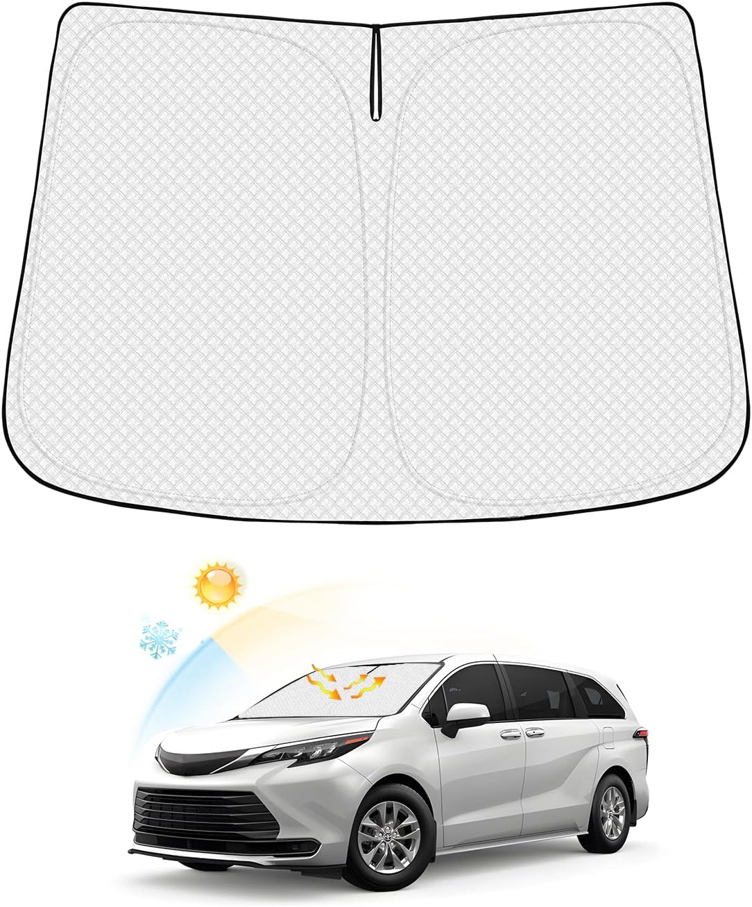 Canvcle Windshield Sun Shade for Toyota Prius 2023-2024 2025 Accessories Thicken 6-Layer Front Window Sunshade Cover Sun Visor Protector Foldable Block UV Rays Keep Vehicle Cool