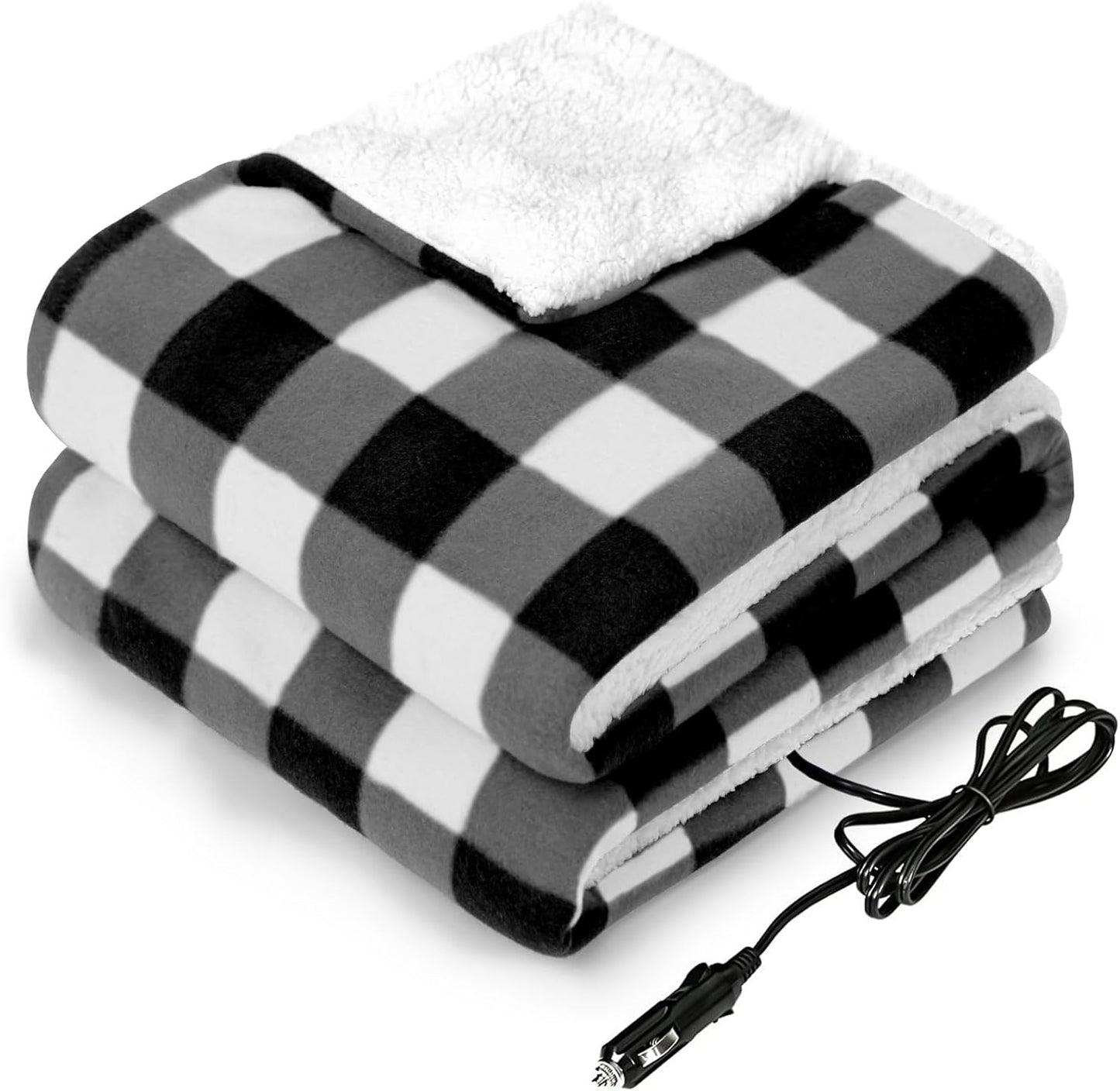 Sealy SEALY 12-Volt Heated Car Blanket, Portable Heated Blanket with 3 Heating Levels & 4 Hours Auto Off, Electric Blanket for Car, Truck, SUV, RV or Camping, Machine Washable, 59" X 43", Charcoal