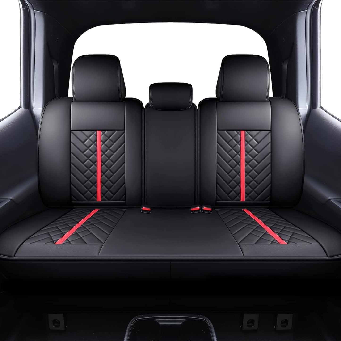 Tomatoman Toyota Tacoma Seat Covers Compatible with 2005-2025 TRD Sr5 V6 Offroad Limited Access Double Cab Truck Waterproof Leather Front Car Cushions(2 PCS Front Set/Black)