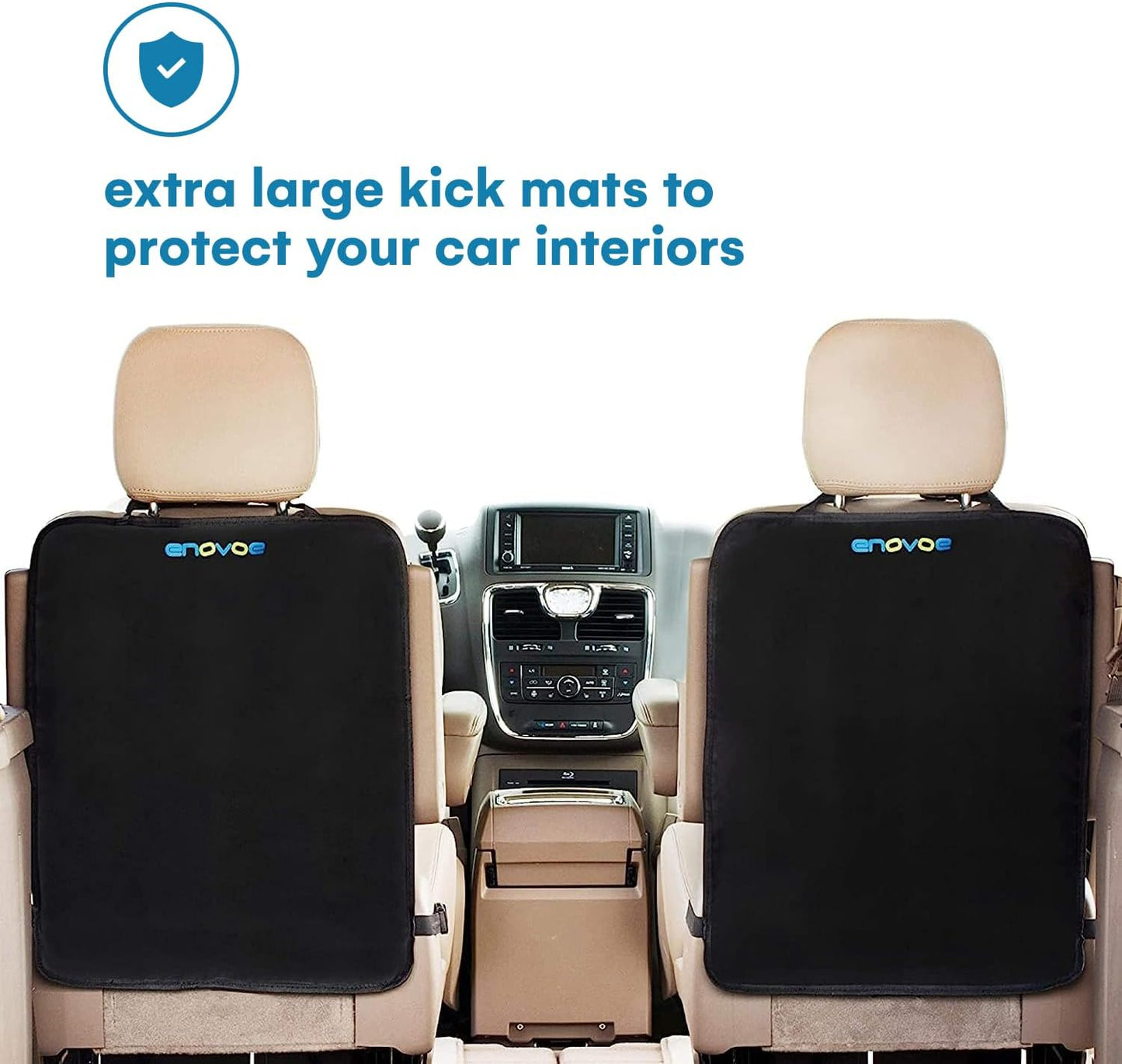 Enovoe Back Seat Protector for Kids - 2 Pack - Premium Quality Car Kick Mats - Best Waterproof Protection for Upholstery from Dirt, Mud, Scratches - Extra Large Car Seat Protector Back of Driver Seat