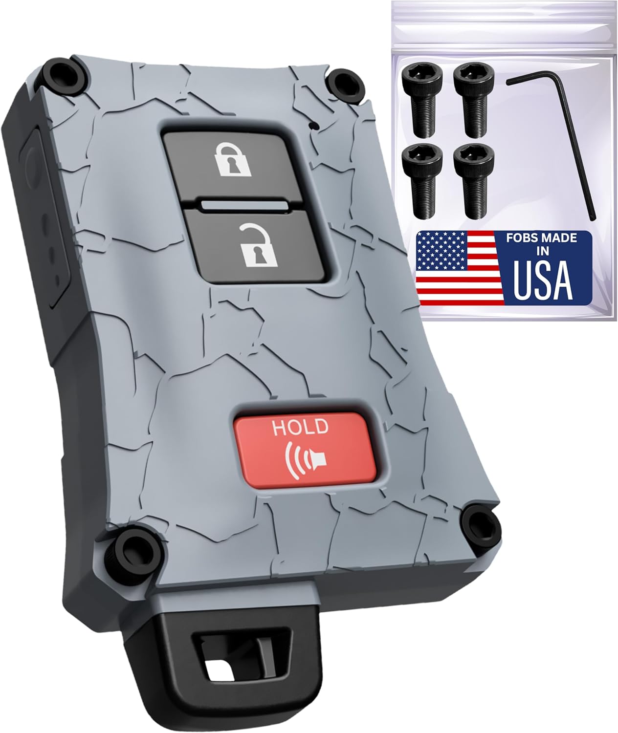 Heavy-Duty Key Fob Cover - for Toyota Tacoma 16-23 3rd Gen, Tundra & 4Runner 20-21 3rd Gen Accessories -Rugged Key Protector - Shockproof & Scratch-Resistant - Secure Fit (Red, Black Screws)