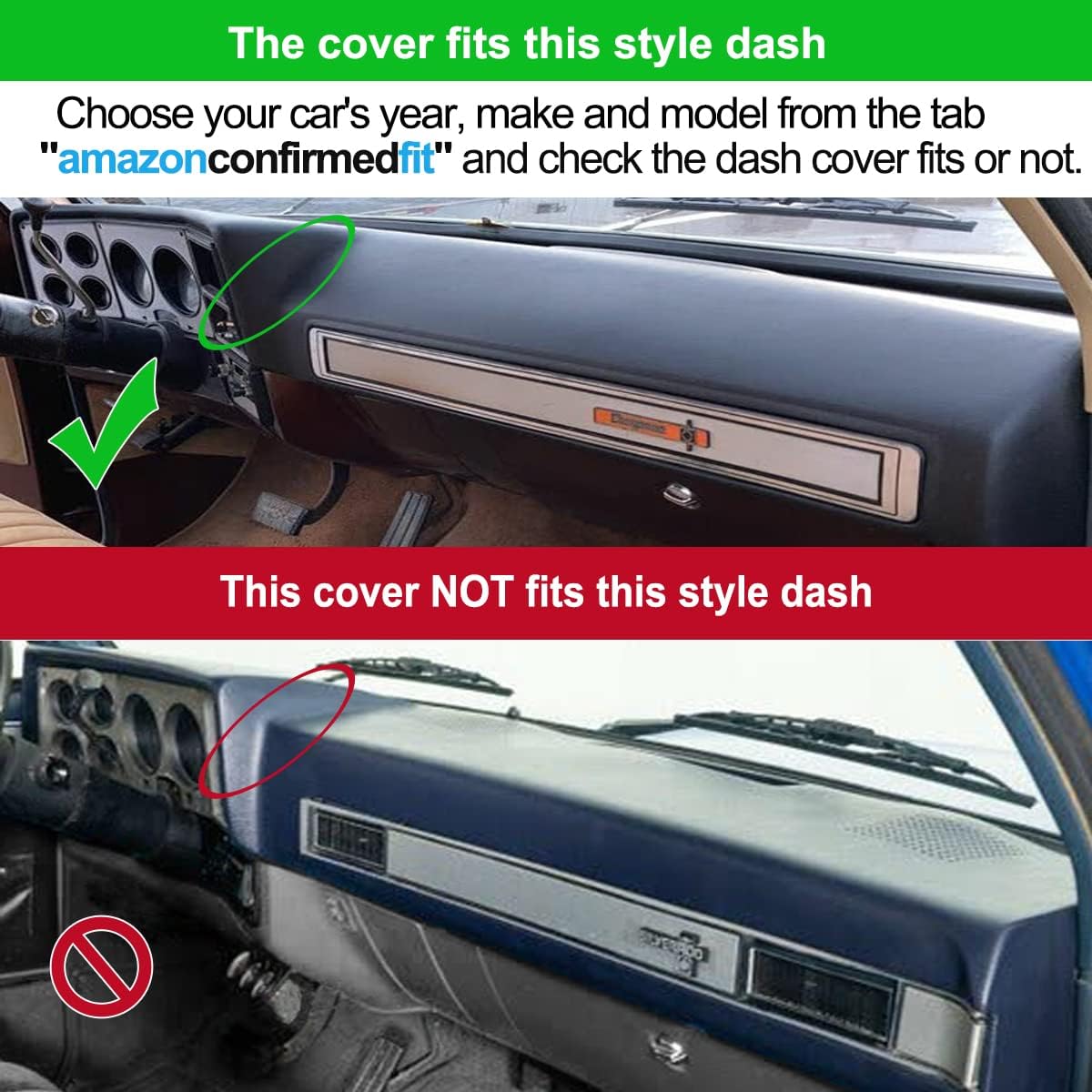 Yiz Dash Cover Mat Custom Fit for 1973-1980 Chevy Chevrolet C10 C20 C30 K10 K20 K30 Suburban K5 Blazer Pickup,GMC Jimmy C/K 15 25 35 1500 2500 Suburban Sierra,Dashboard Pad Carpet (73-80 Maroon) J74