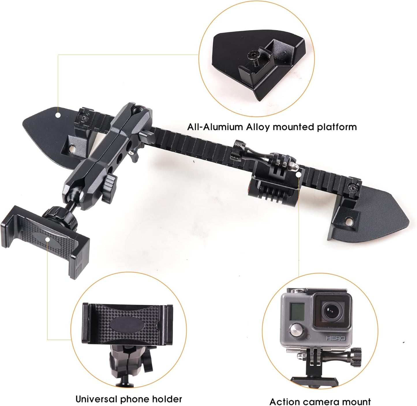BESTAOO JL Dash Multi-Mount Phone Holder, for 2018-2023 Jeep Wrangler JL JLU & Gladiator JT, Multifunction, Action Camera Holder and Platform Phone Stand