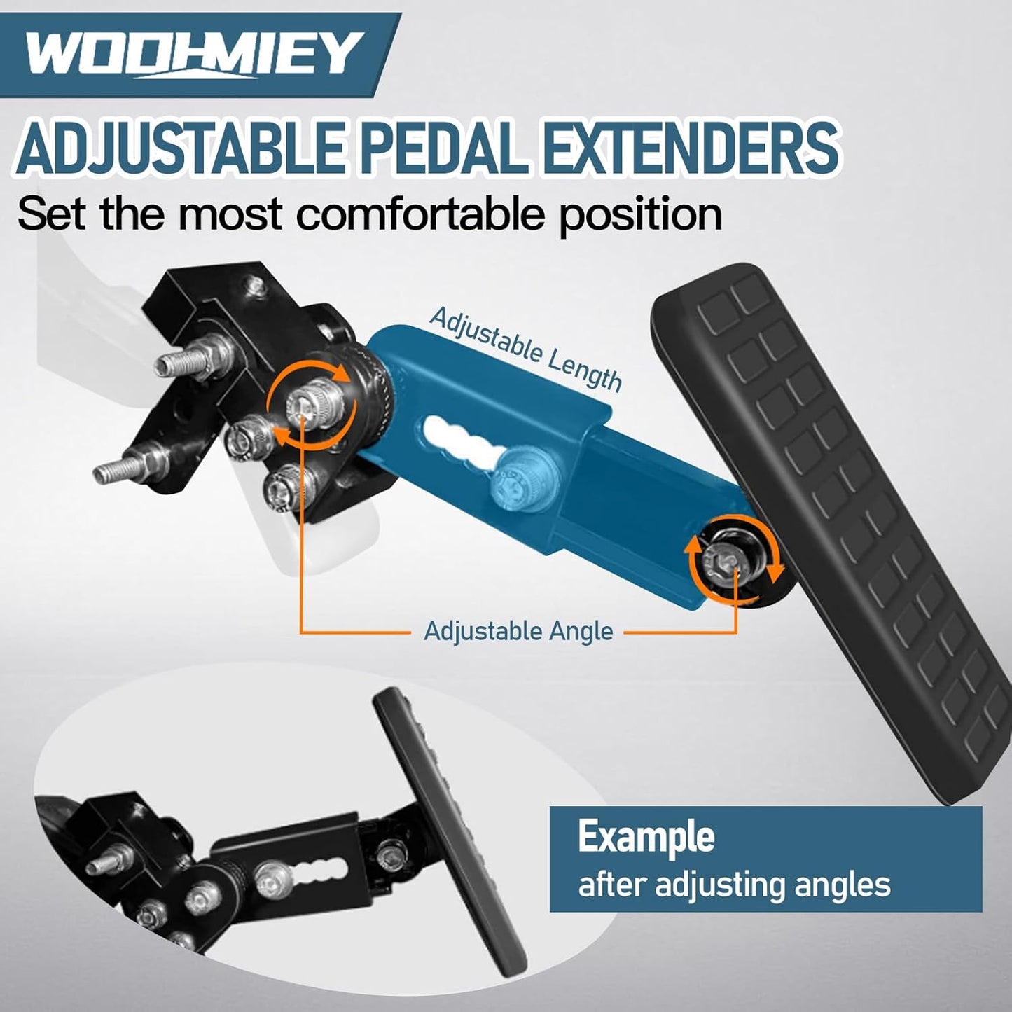 WODHMIEY Gas and Brake Pedal Extenders, Universal Pedal Extender Assembly for Cars, Go Karts, Upgraded Anti Slip, Adjustable Length Angle Pedal Extenders