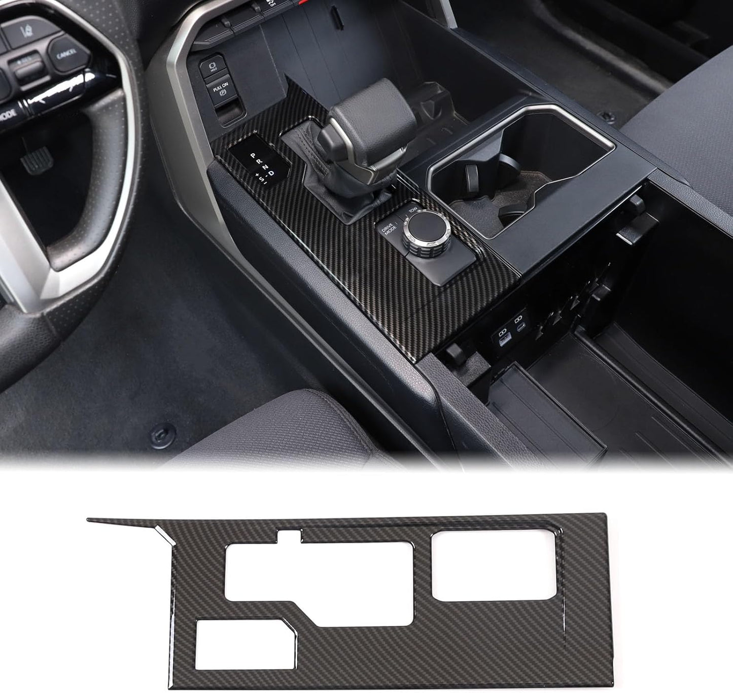 Aunginsy Central Control Gear Shift Panel Trim Cover Compatible with Toyota Tundra/Sequoia 2022-2024 Car Gear Shifter Console Anti-Scratch Panel Frame Protect Sticker with 4WD Accessories(Mech Style)