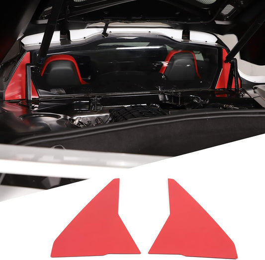 Engine Bay Front Wall Cover Trim Compatible with Corvette C8 Stingray 2020-2023 Aluminum Alloy Red 2PCS Engine compartment Interior Decoration Accessories