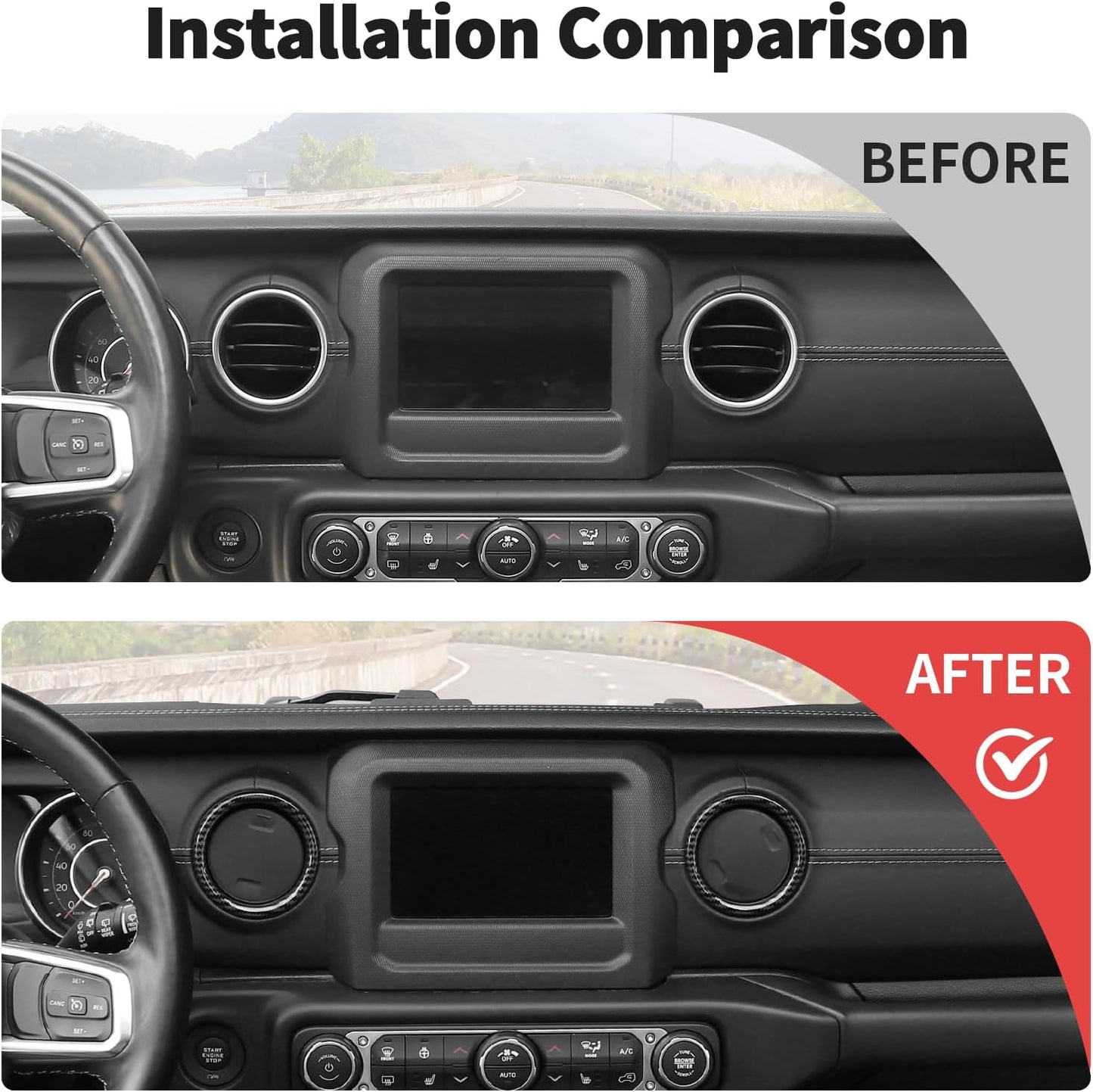 Voodonala for Jeep JL Dash Air Conditioning Outlet Bezel Ventilation Grille Embellishment Trim for 2018-2023+ Jeep Wrangler JL JLU Gladiator JT Trunk Interior Accessories Carbon Fiber