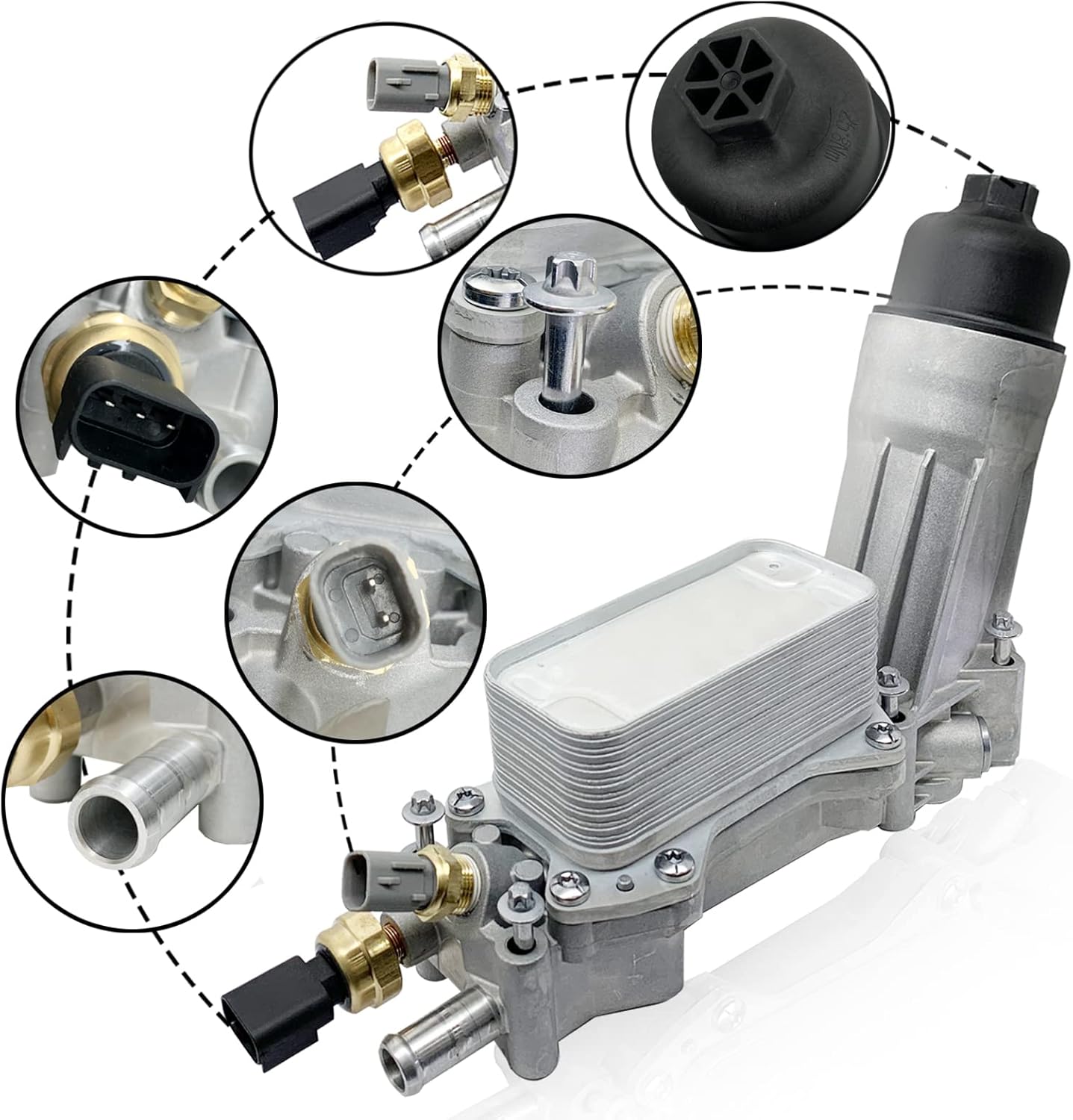 WHYQL Aluminum Engine Oil Cooler and Oil Filter Housing Compatible with 2011-2021 Chrysler 200 300, Dodge Charger, Grand Cherokee, Wrangler, Ram Promaster 3.6L V6 Oe926-876 926-959 (New)