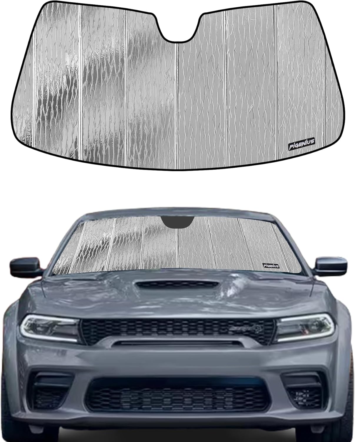 Pigenius Windshield Sunshade for Dodge Charger 2011-2023 Without Rearview Mirror Mounted Camera, Front Window Shade - AstraGuard