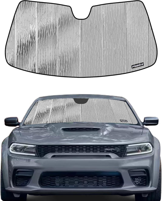 Pigenius Windshield Sunshade for Dodge Charger 2011-2023 Without Rearview Mirror Mounted Camera, Front Window Shade - AstraGuard